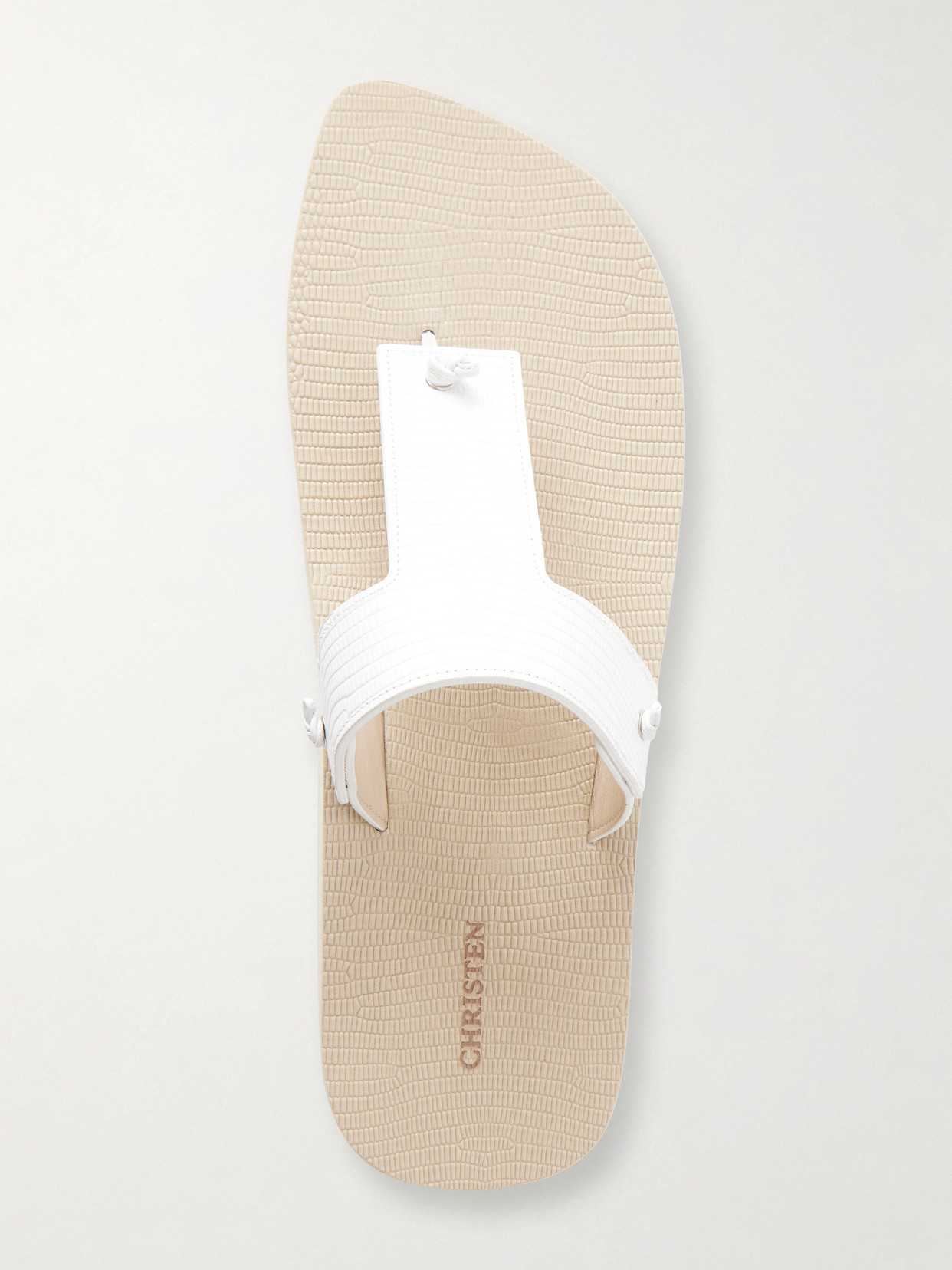 Edge Lizard-Effect Leather Flip Flops