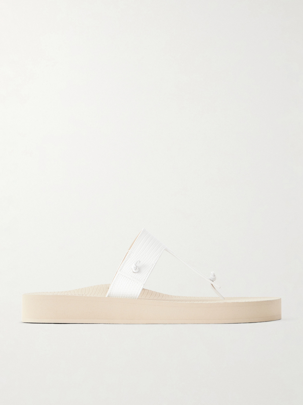 Christen Edge Lizard-effect Leather Flip Flops In White