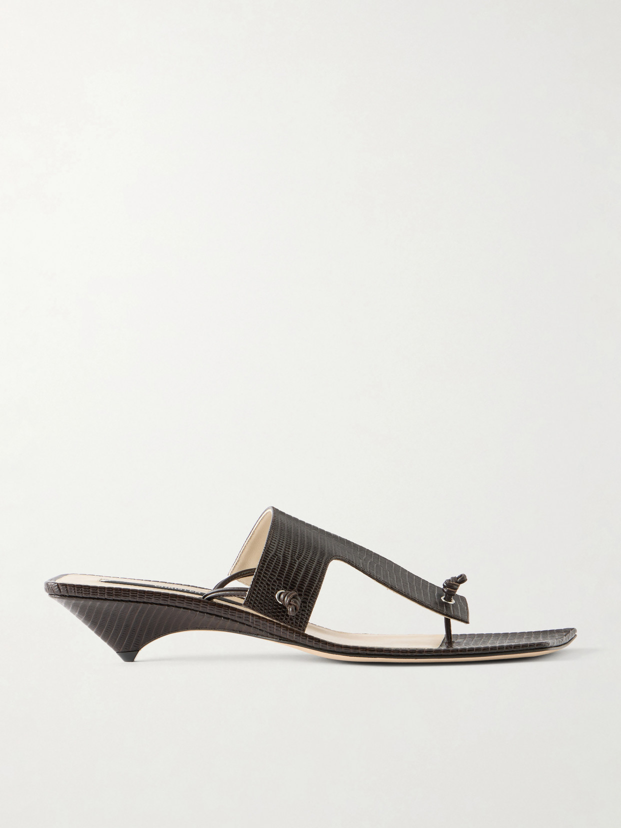 Christen Edge T-strap 35 Lizard-effect Leather Sandals In Black