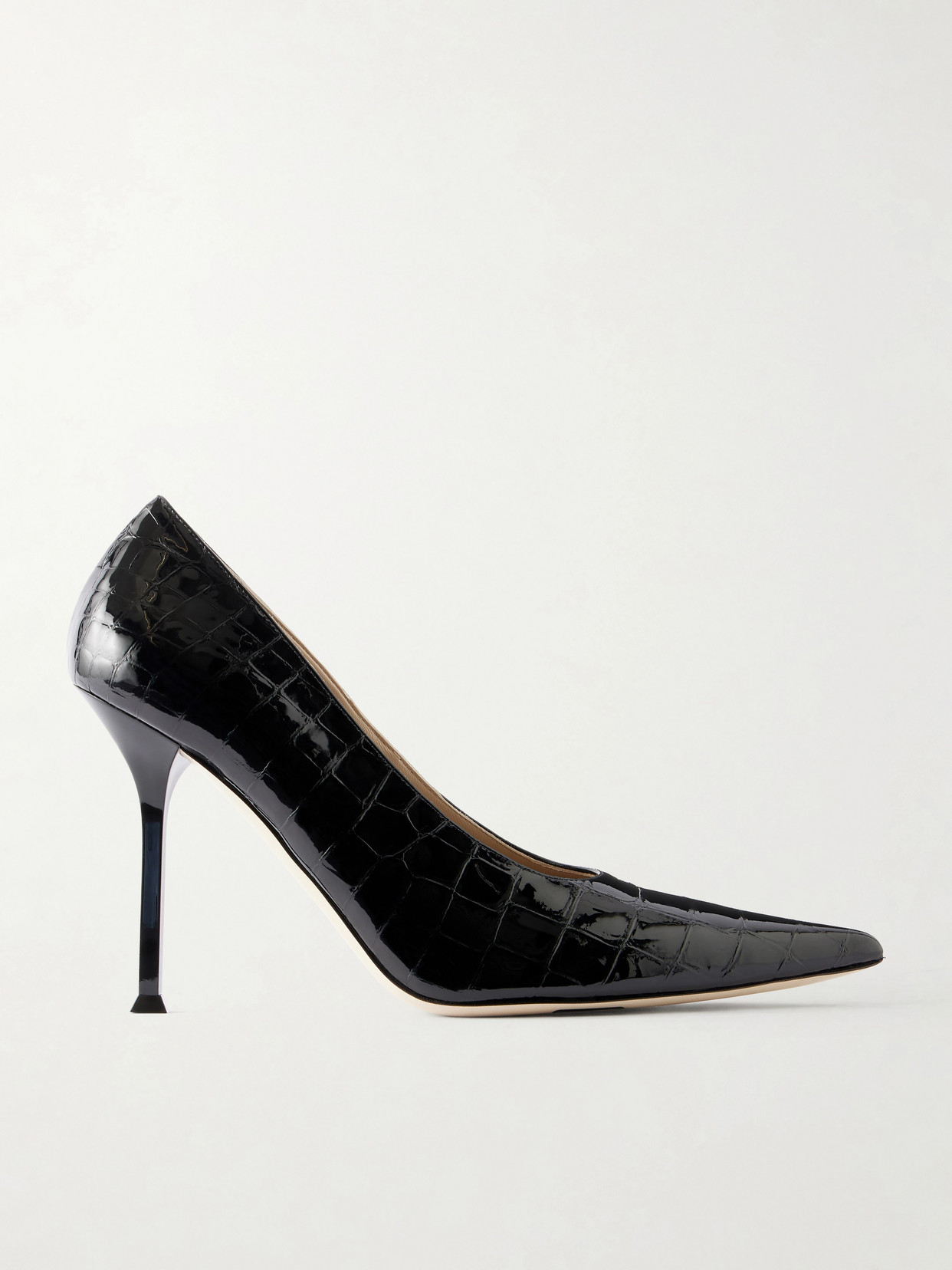 Christen Helix 95 Croc-effect Patent Leather Pumps In Black