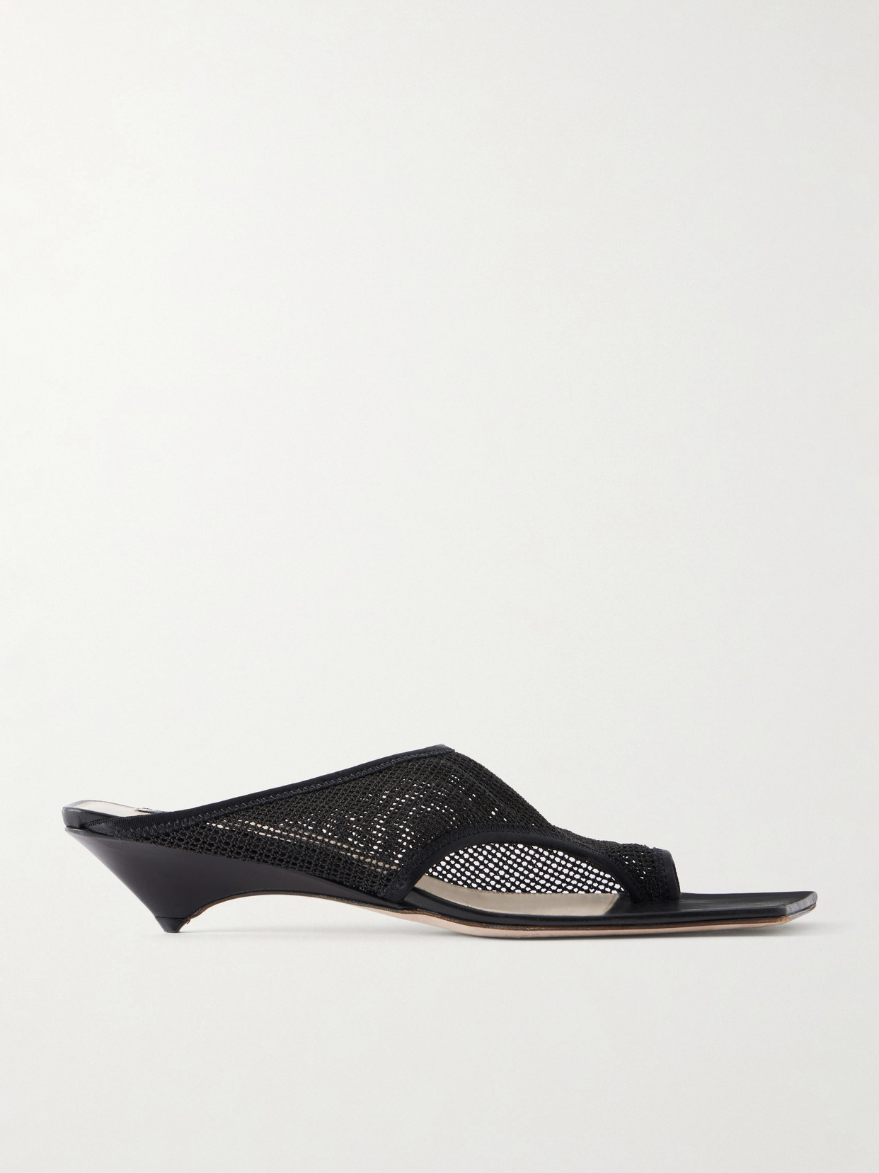 Christen Leather-trimmed 35 Mesh Sandals In Black