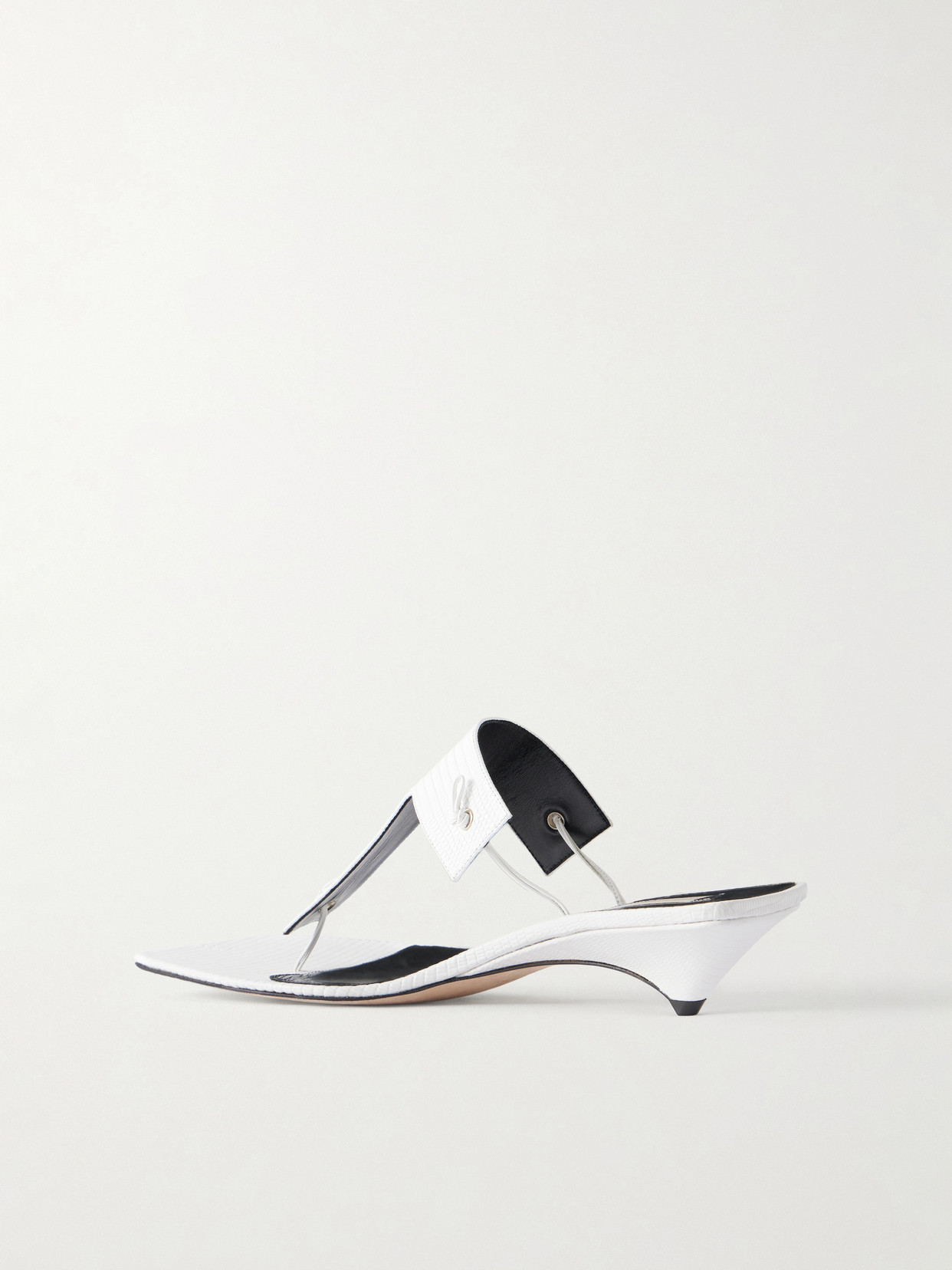 Christen Edge T-strap Lizard-effect Thongs In White