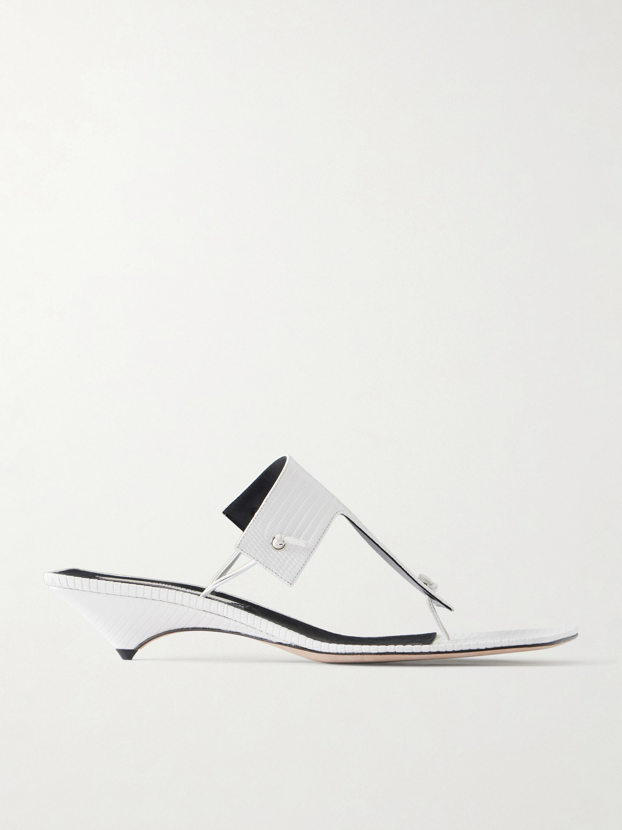 Christen Edge T-strap Lizard-effect Thongs In White