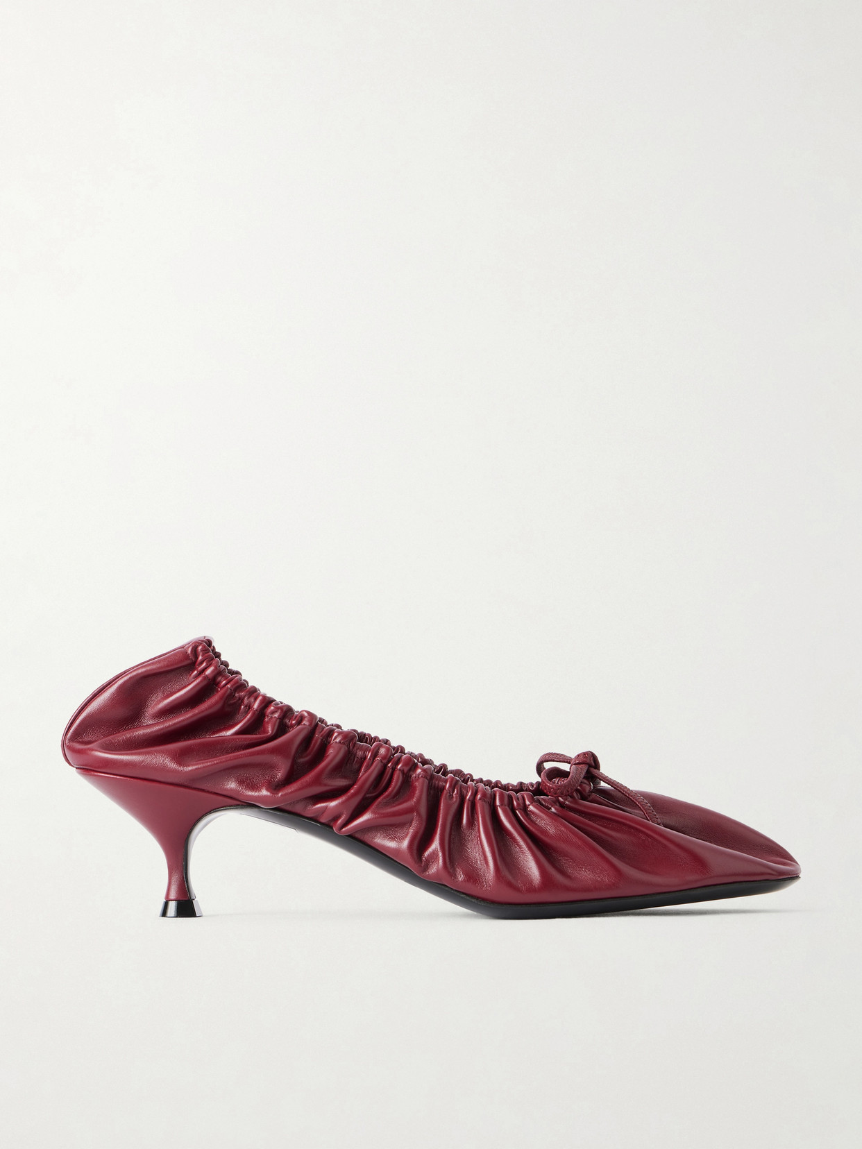 Herbert Levine Gather Around 55 Bow-detailed Gathered Leather Pumps In Burgundy