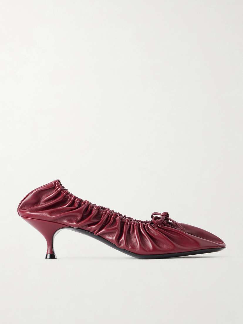 Herbert Levine Gather Around 55 Bow-detailed Gathered Leather Pumps | Thumbnail 6 Herbert Levine Gather Around 55 Bow-detailed Gathered Leather Pumps | Thumbnail 6