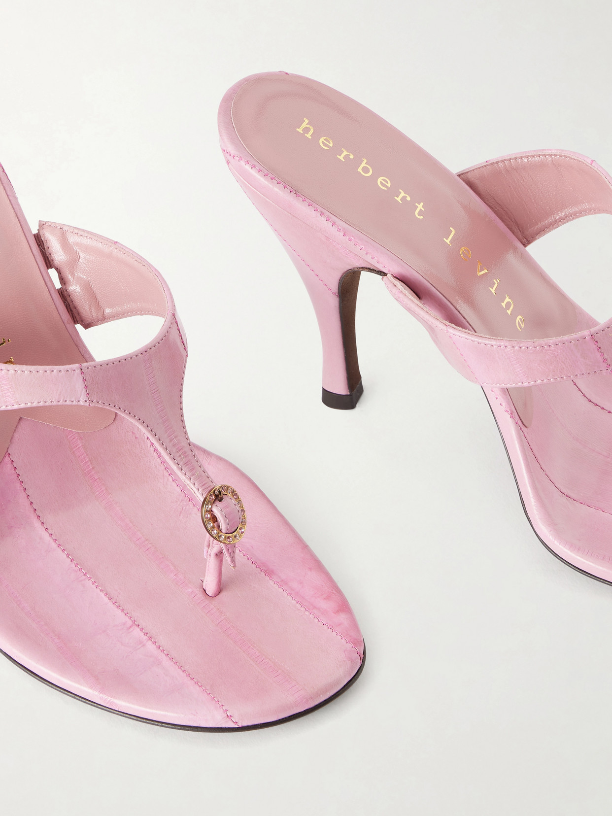 Kiss And Tell 100 Embellished Textured-Leather Sandals