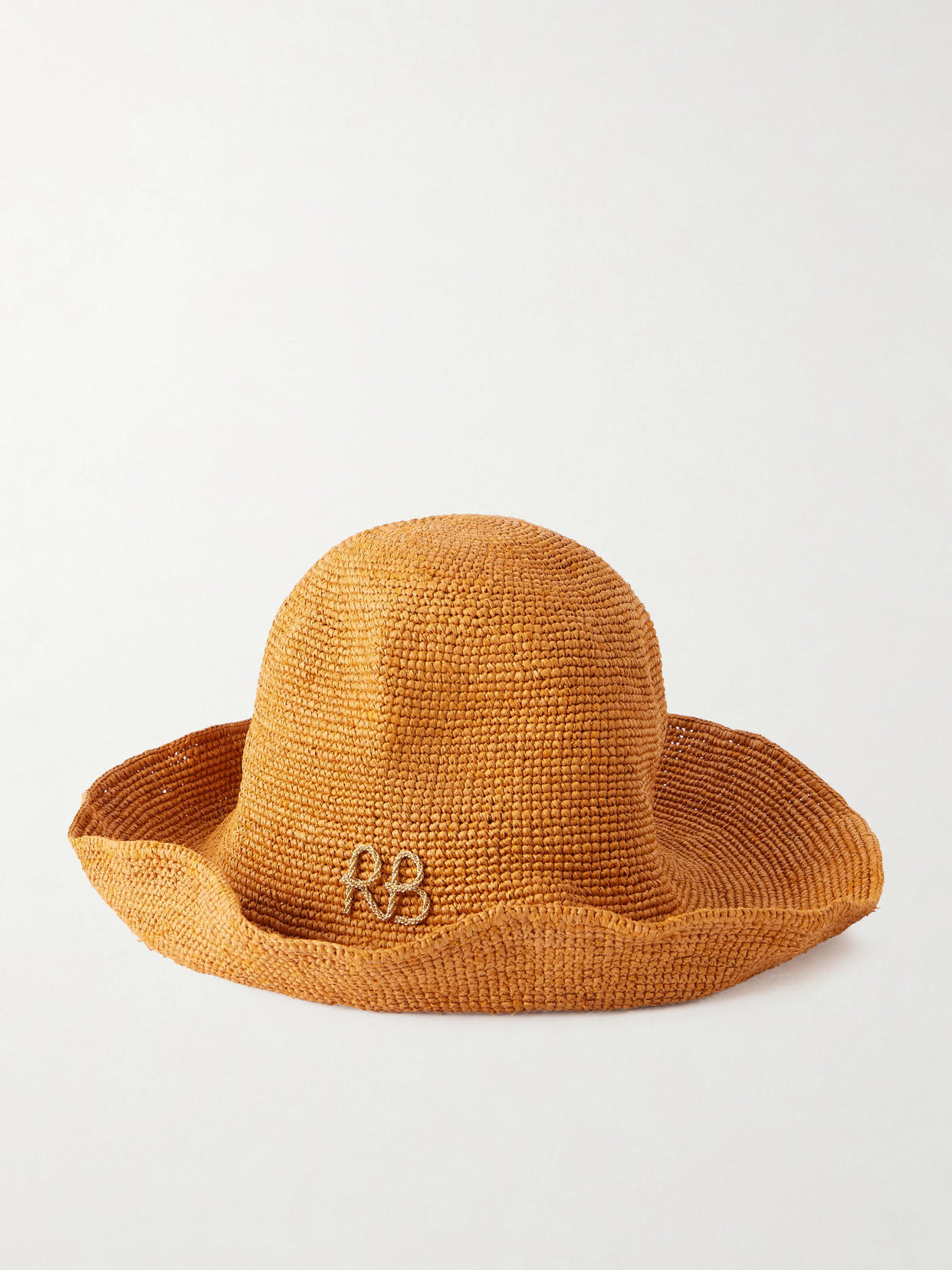 Ruslan Baginskiy Monogram-embellished Straw Bucket Hat In Brown