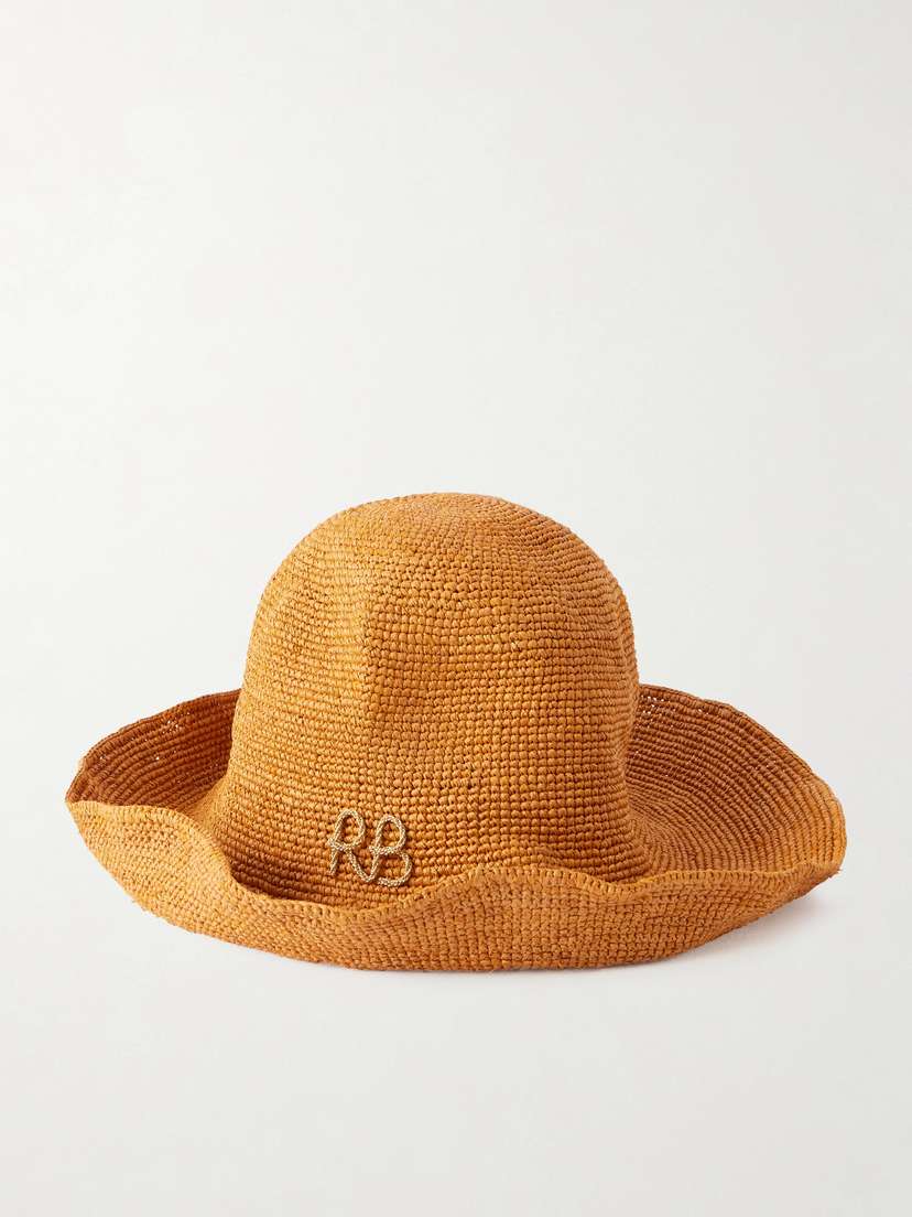 Ruslan Baginskiy Monogram-embellished Straw Bucket Hat | Thumbnail 4