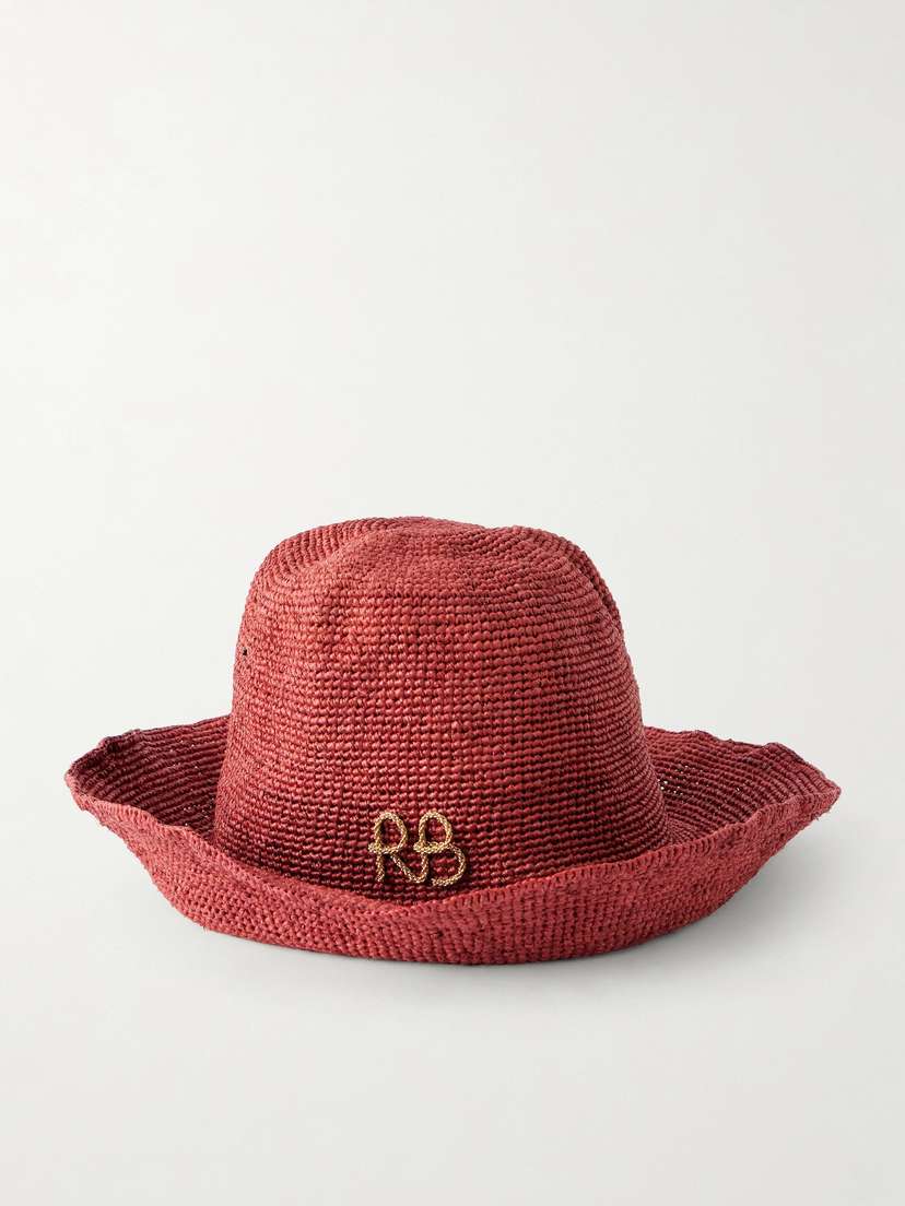 Ruslan Baginskiy Monogram-embellished Straw Bucket Hat | Thumbnail 4