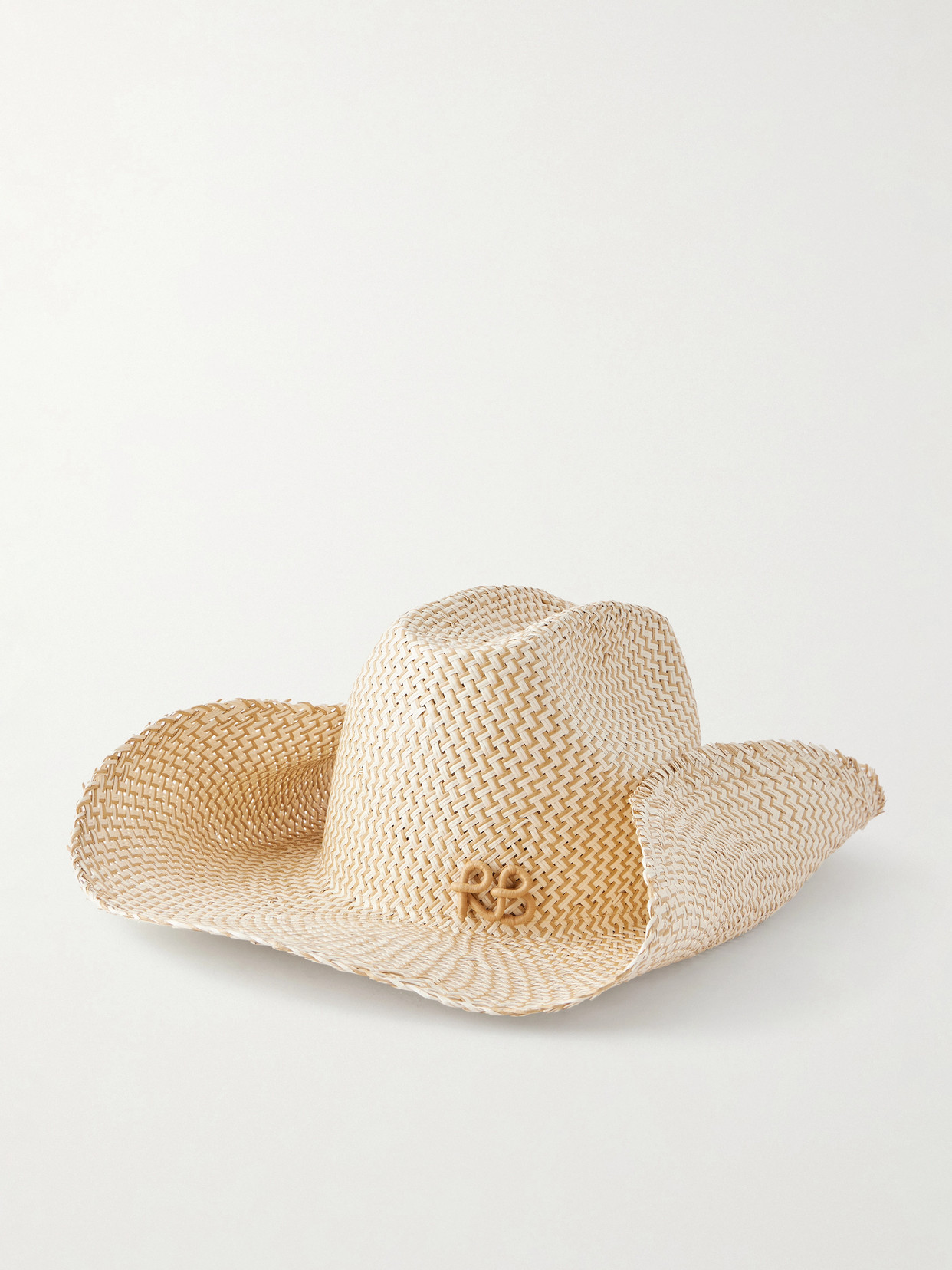 Ruslan Baginskiy Cowboy Monogram-embellished Straw Hat In Neutral