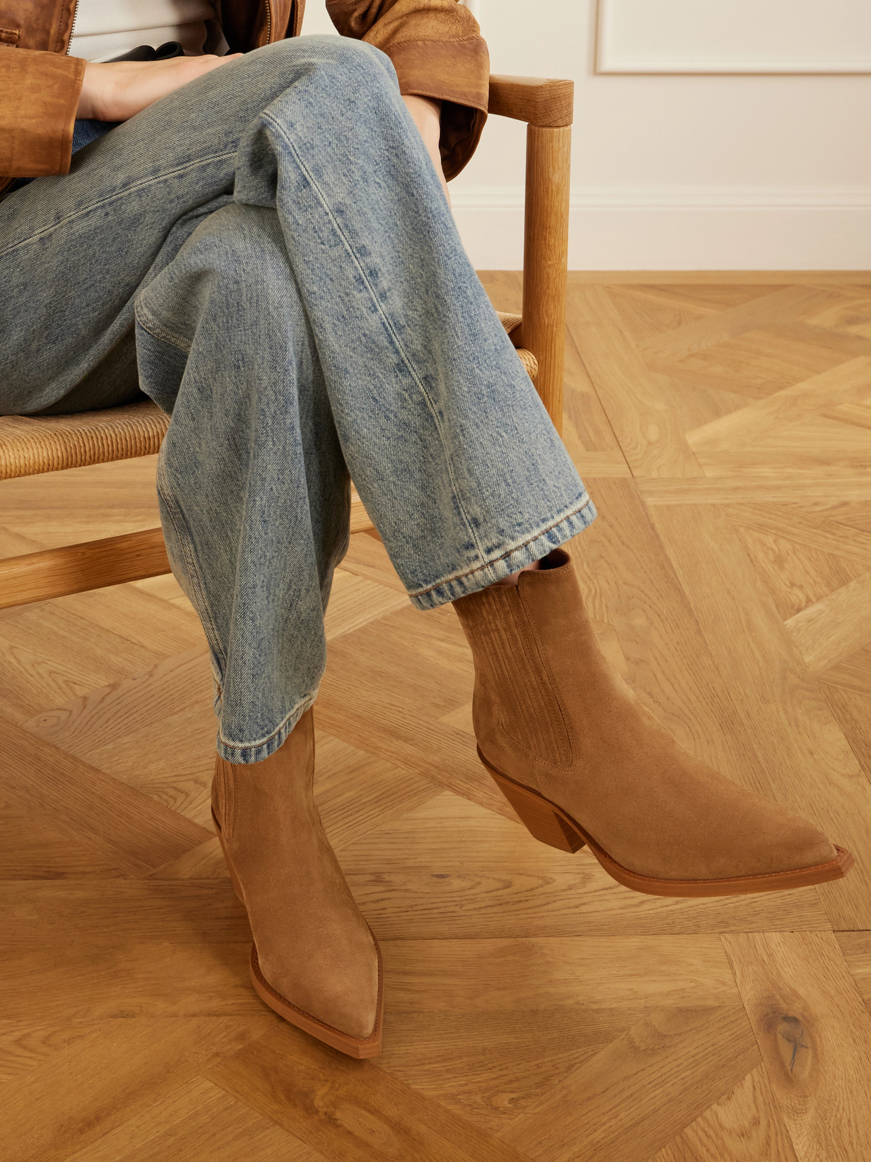 Paris Texas Solid Color Suede Ankle Boots In Brown