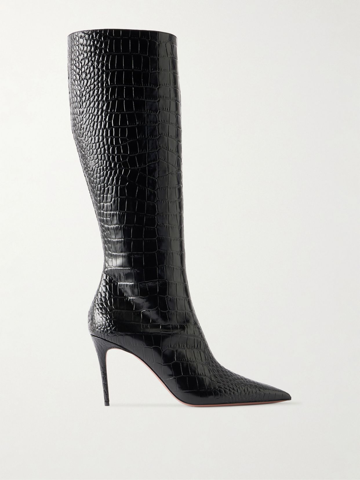 vera 85 croc effect leather knee boots