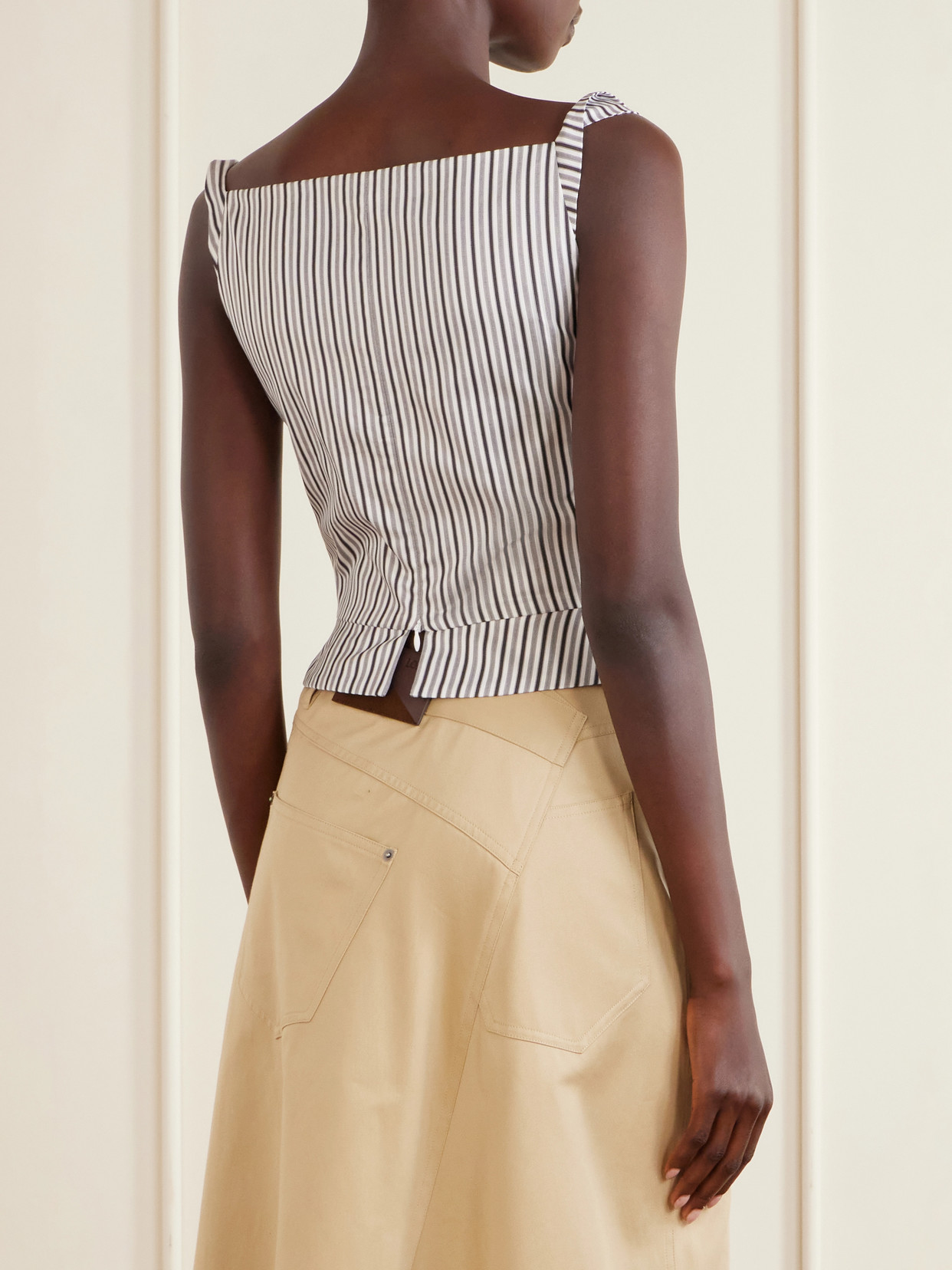 Sunday Asymmetric Striped Cotton-Poplin Blouse