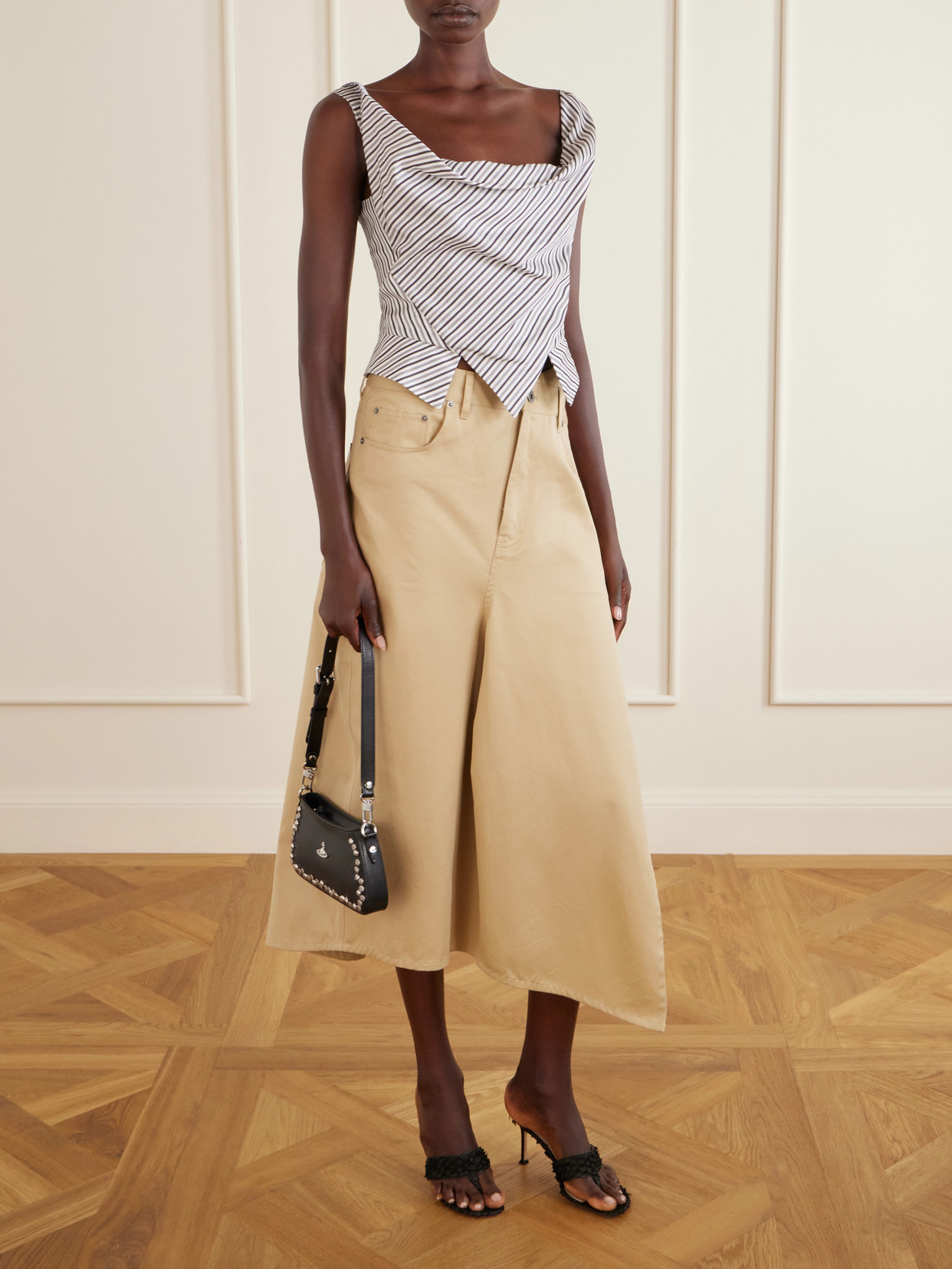 Sunday Asymmetric Striped Cotton-Poplin Blouse