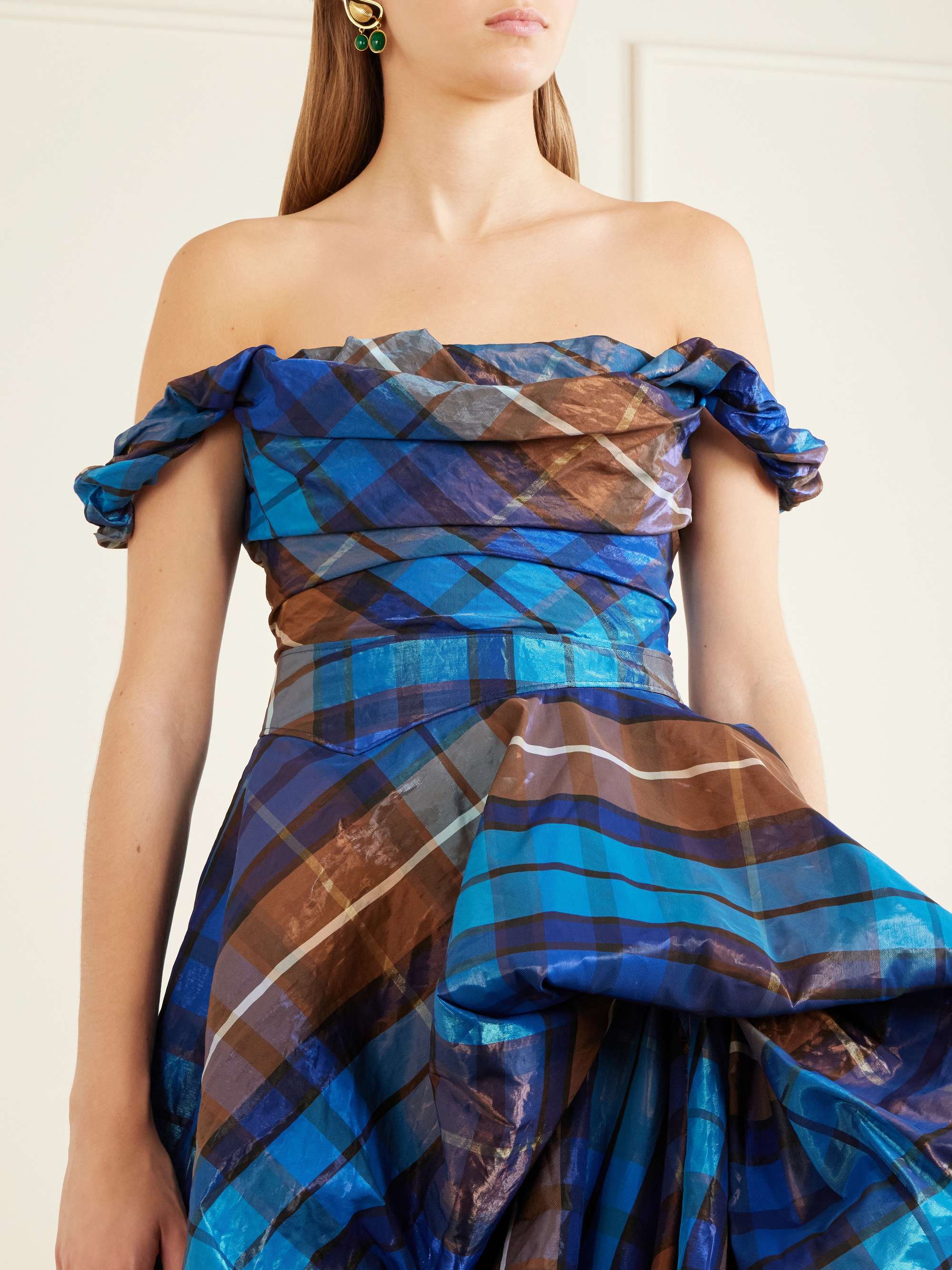 VIVIENNE WESTWOOD Chichi asymmetric checked organza-cloqué gown