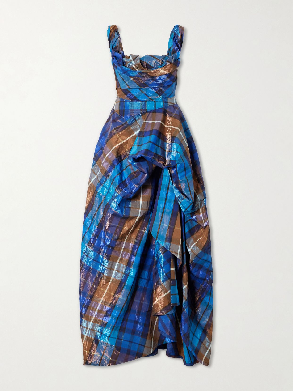 chichi asymmetric checked organza cloque gown