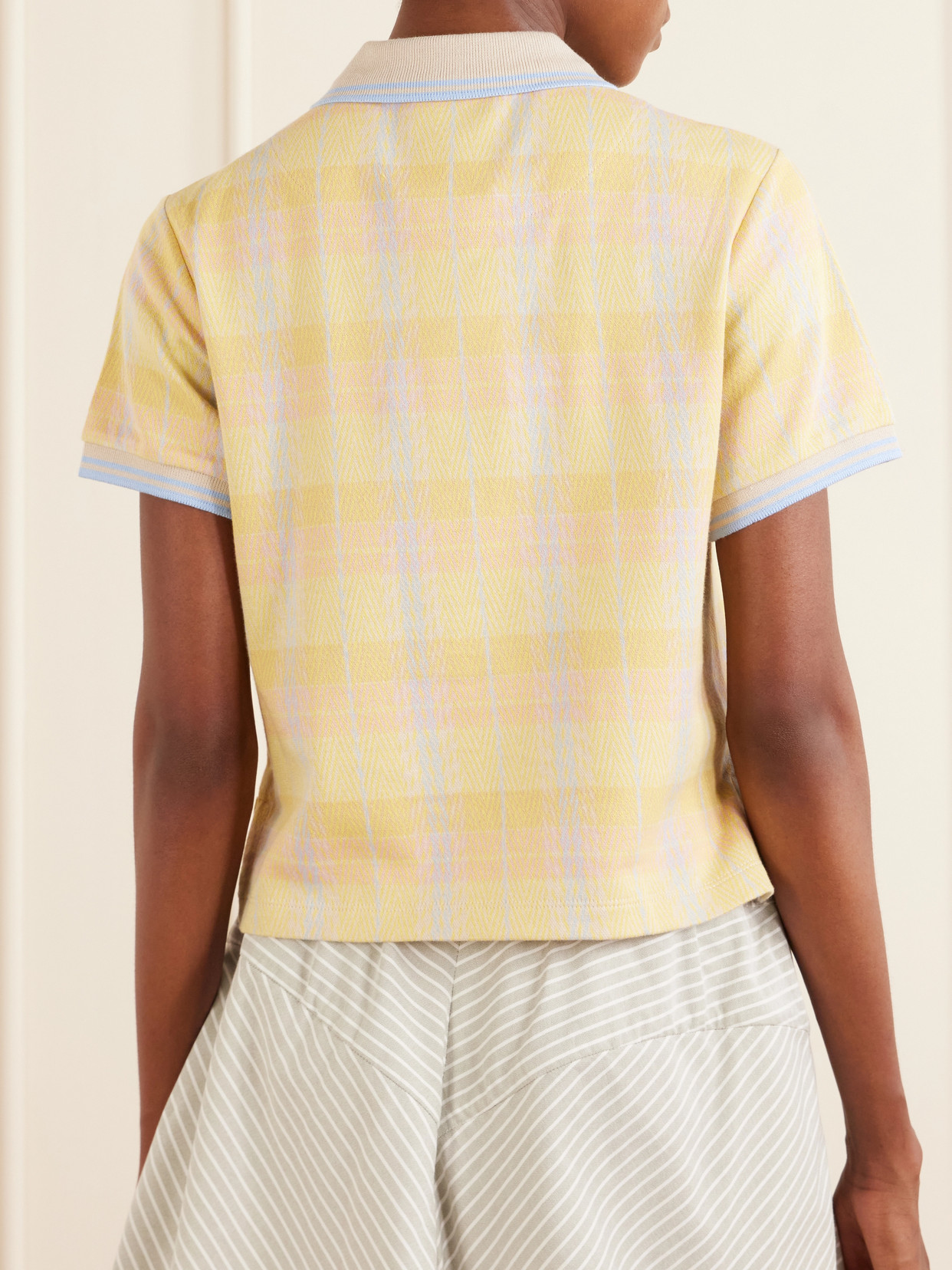 Logo-Embroidered Checked Cotton-Piqué Polo