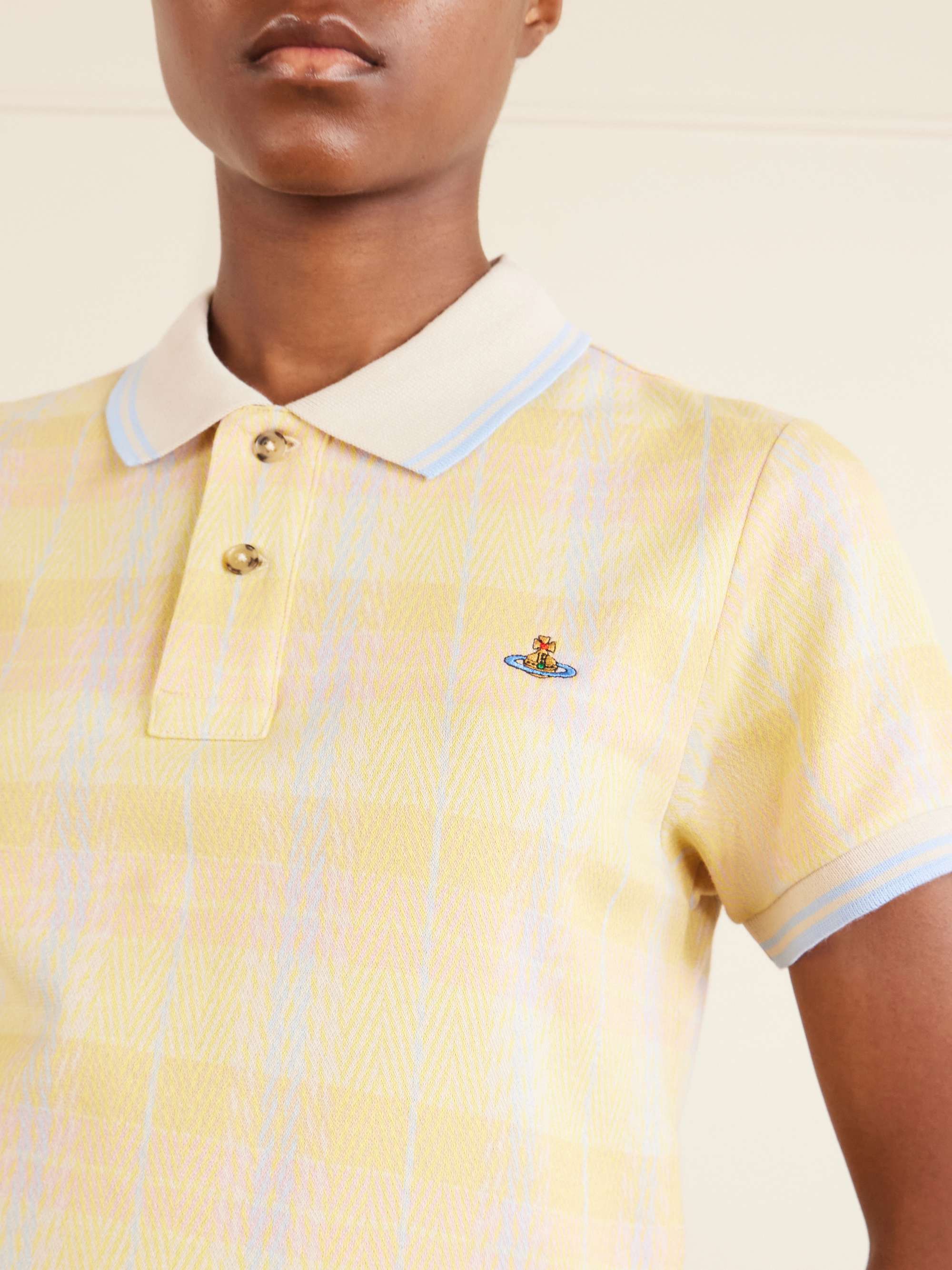 VIVIENNE WESTWOOD Logo-embroidered checked cotton-piqué polo shirt