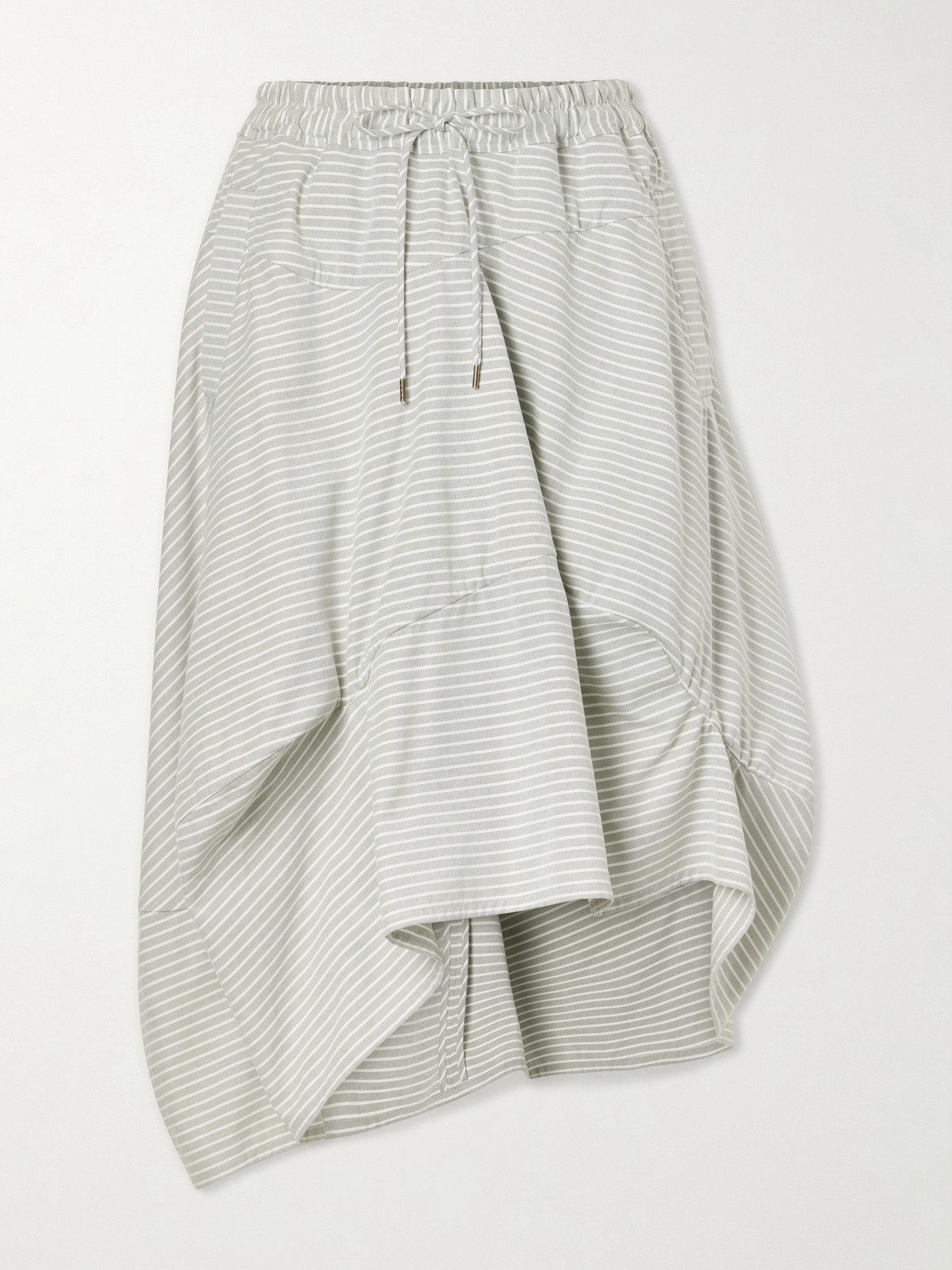 Aerodrome Asymmetric Striped Organic Cotton Drawstring Midi