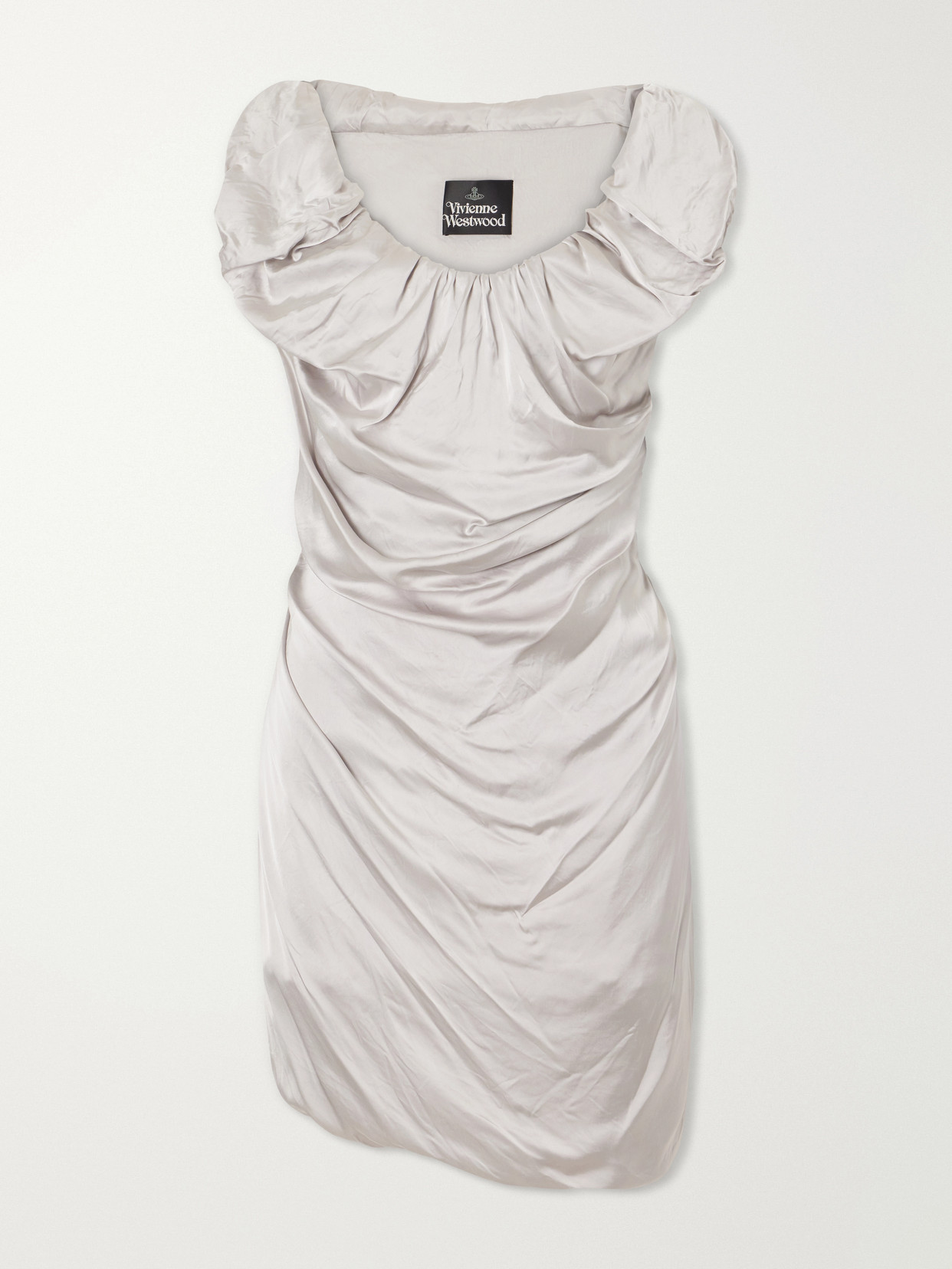 Vivienne Westwood Ginnie Gathered Satin Mini Dress In Silver