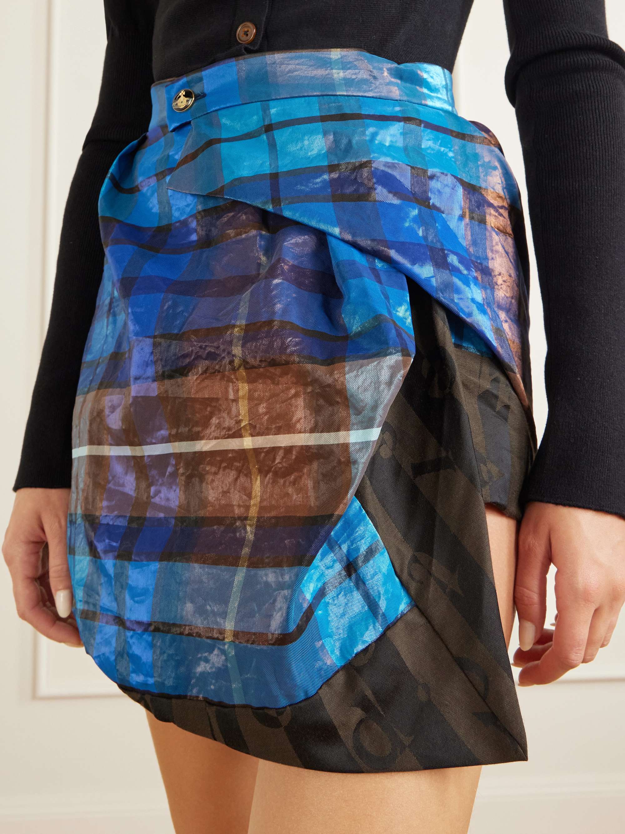 VIVIENNE WESTWOOD Zora asymmetric pleated checked twill mini skirt