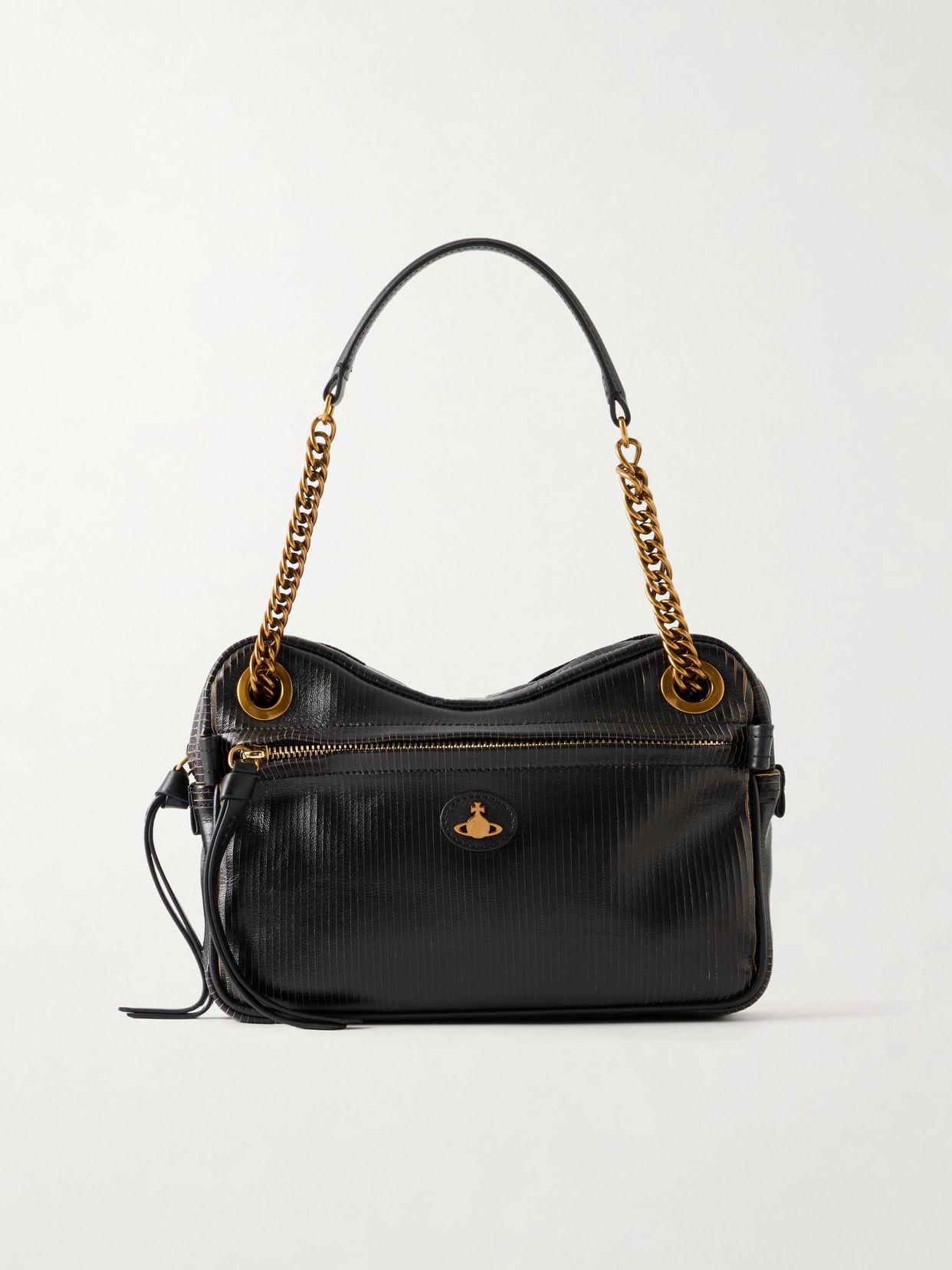 Dolce Medium Orb Embellished Textured Leather Shoulder Bag