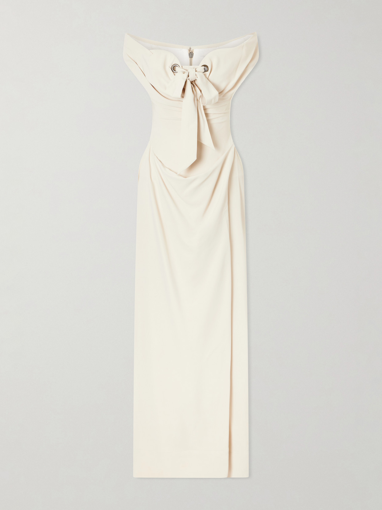 Vivienne Westwood Iwona Off-the-shoulder Bow-detailed Draped Cady Gown In Neutral