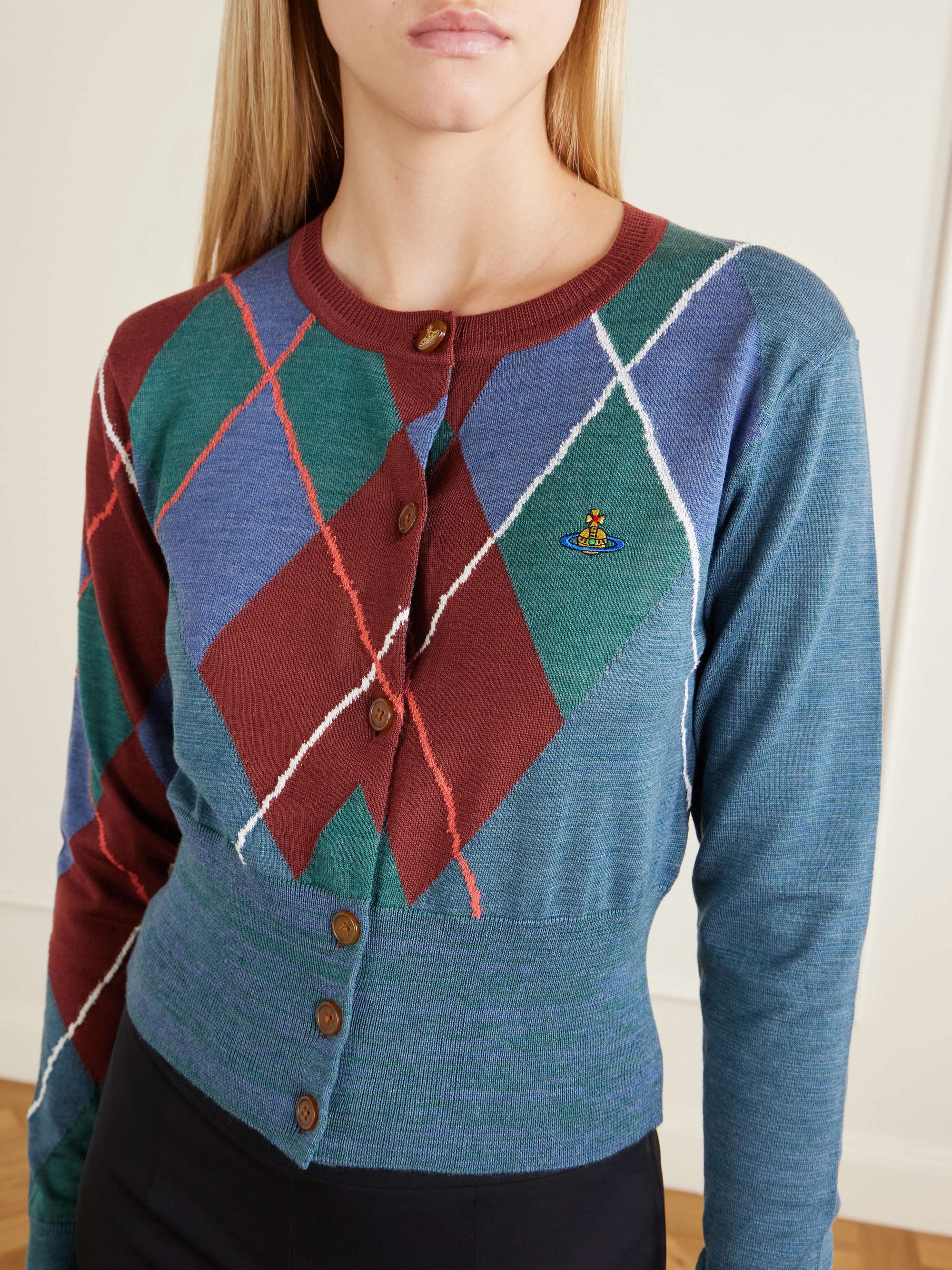VIVIENNE WESTWOOD Logo-embroidered checked wool and cotton-blend