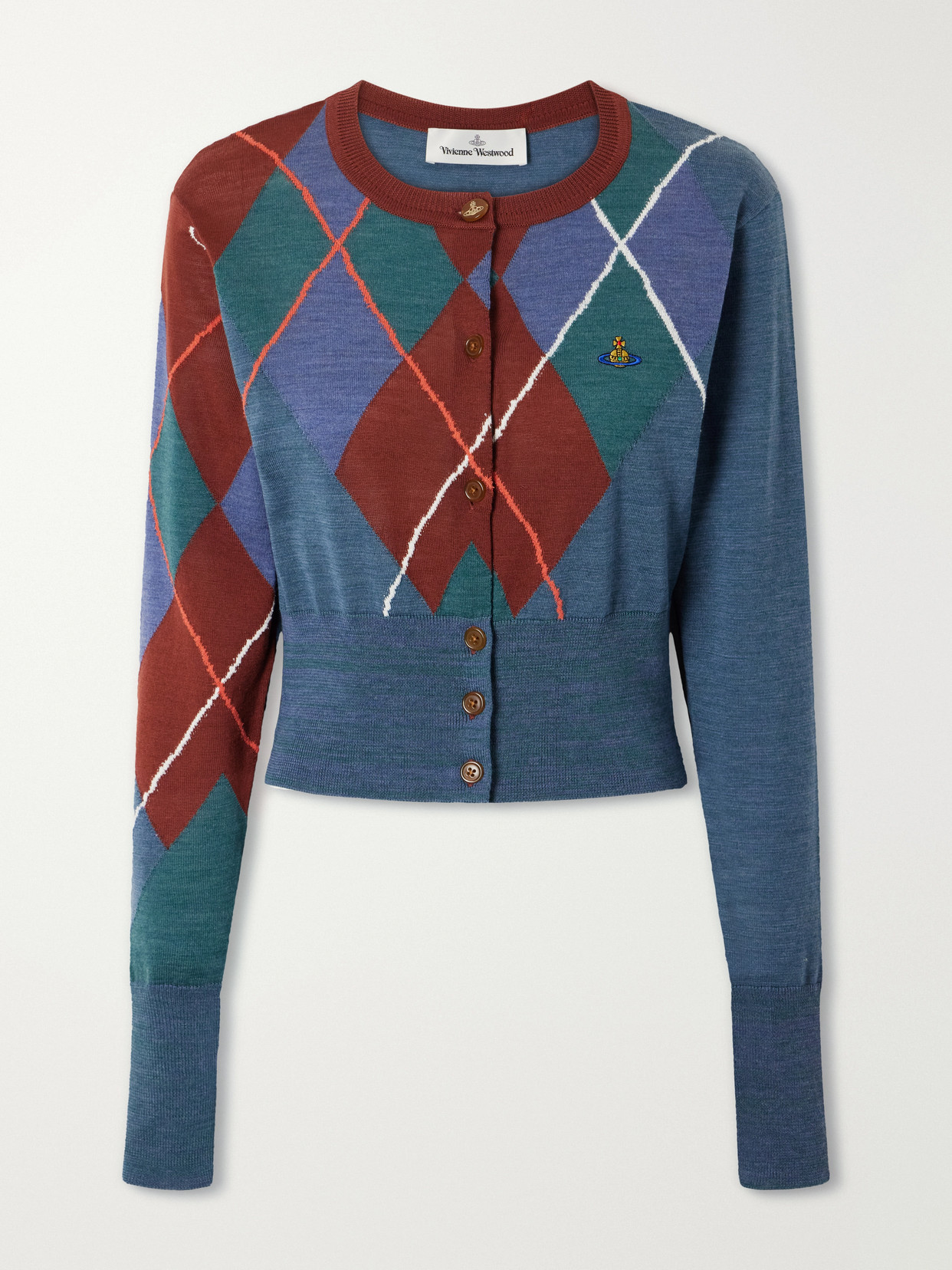 Vivienne Westwood Logo-embroidered Checked Wool And Cotton-blend Cardigan In Multi
