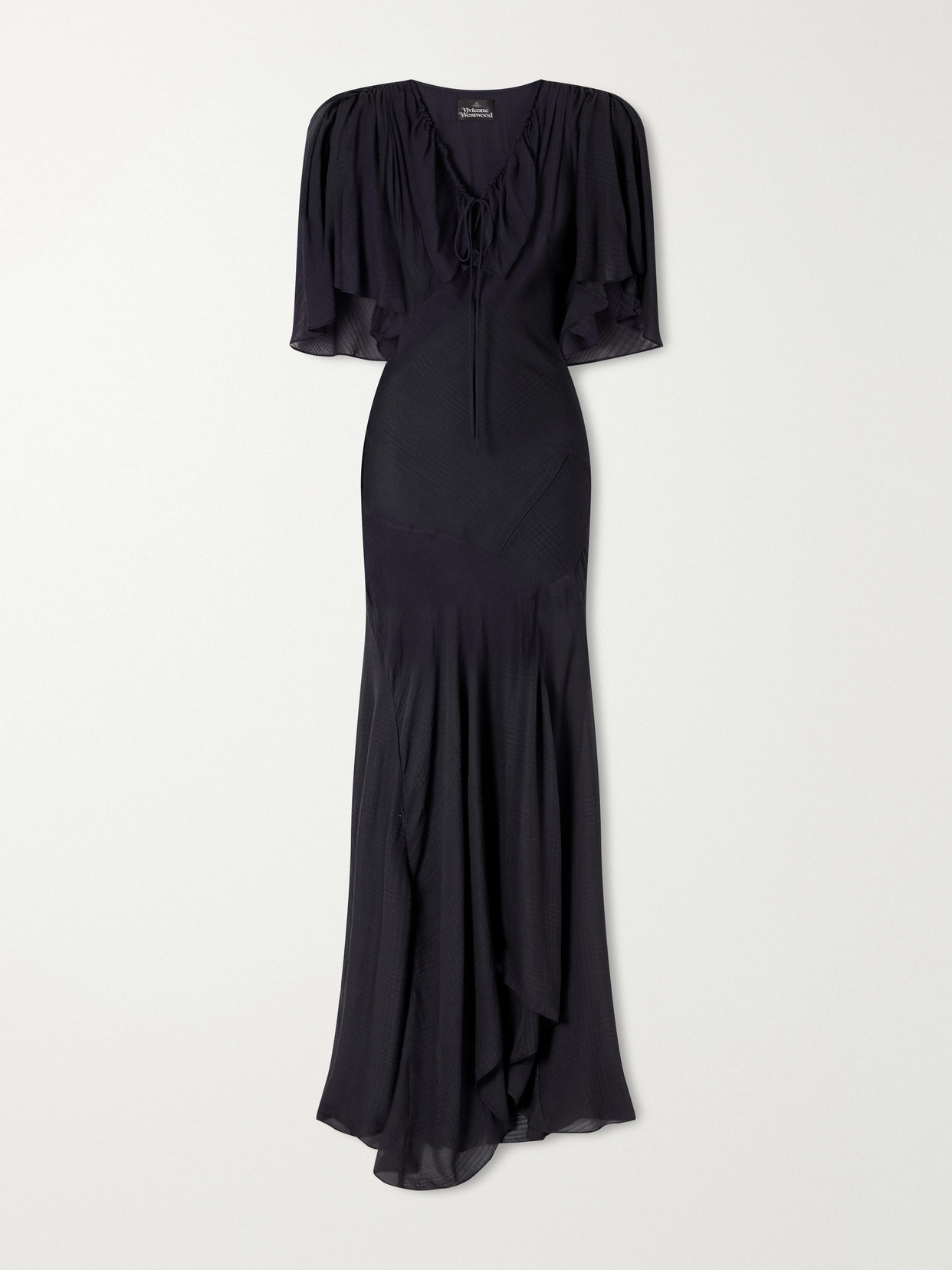 Vivienne Westwood Priscilla Modal, Silk And Wool-blend Jacquard Muslin Gown In Black