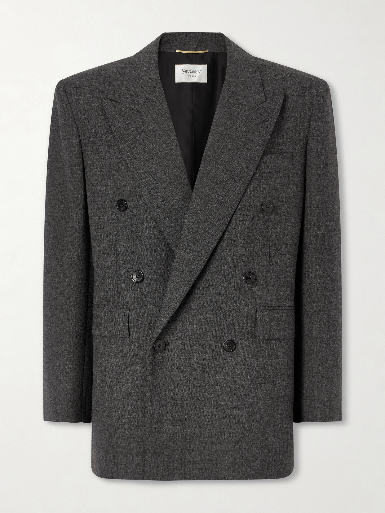 SAINT LAURENT - Wool Double-breasted Blazer - Gray