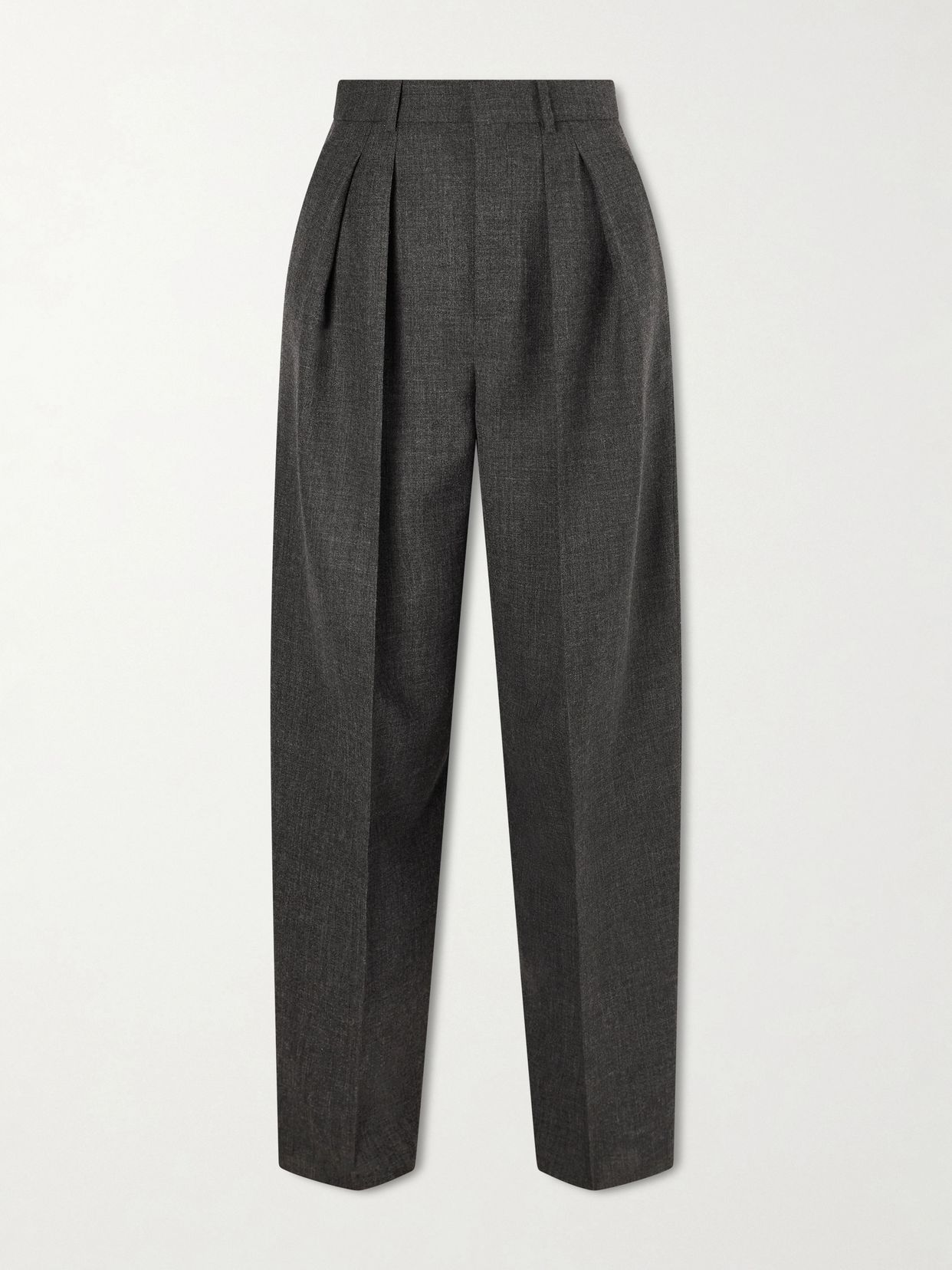 Wool wide-leg pleated pants