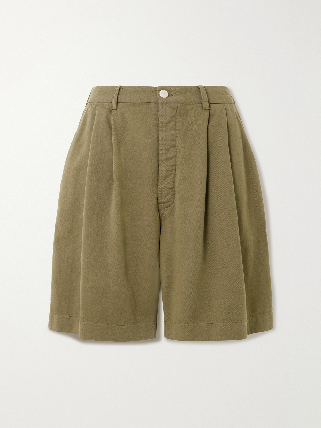 Jamie Haller Pleated Cotton-twill Shorts In Green
