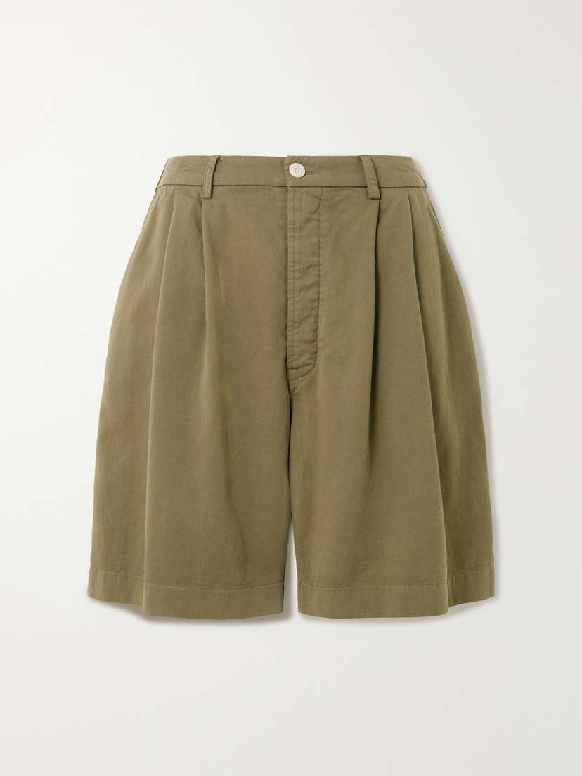 Jamie Haller Pleated Cotton-twill Shorts