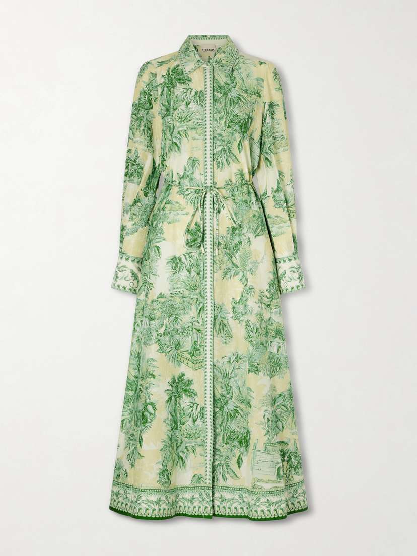 ALÉMAIS Sara Belted Printed Cotton And Silk-blend Maxi Dress