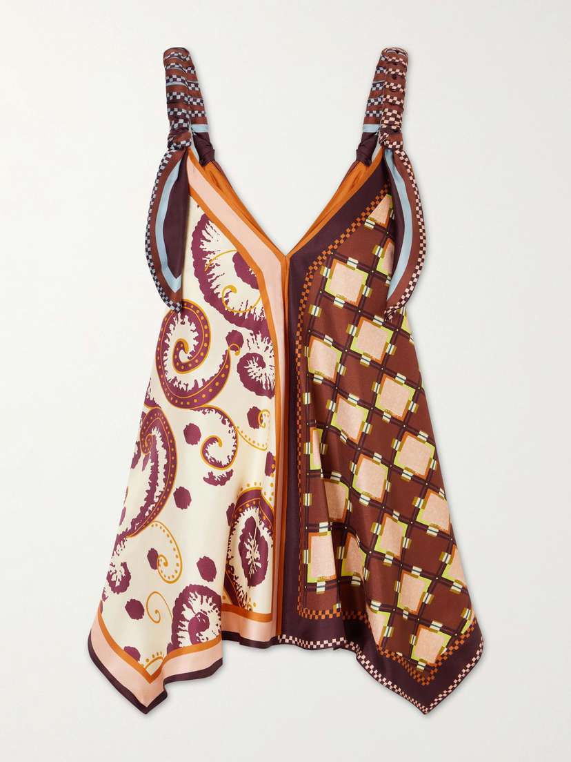 ALÉMAIS Wilson Printed Silk-twill Top