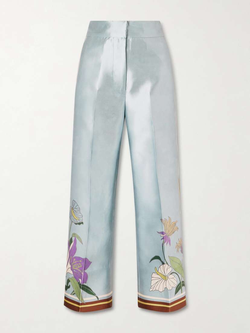 ALÉMAIS Alfie Floral-print Recycled Taffeta Wide-leg Pants