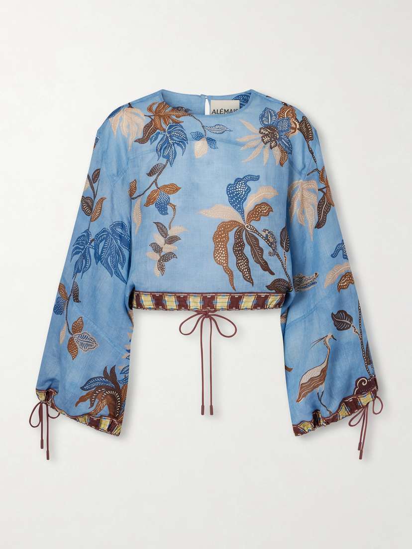 ALÉMAIS Georgie Cropped Printed Ramie Blouse