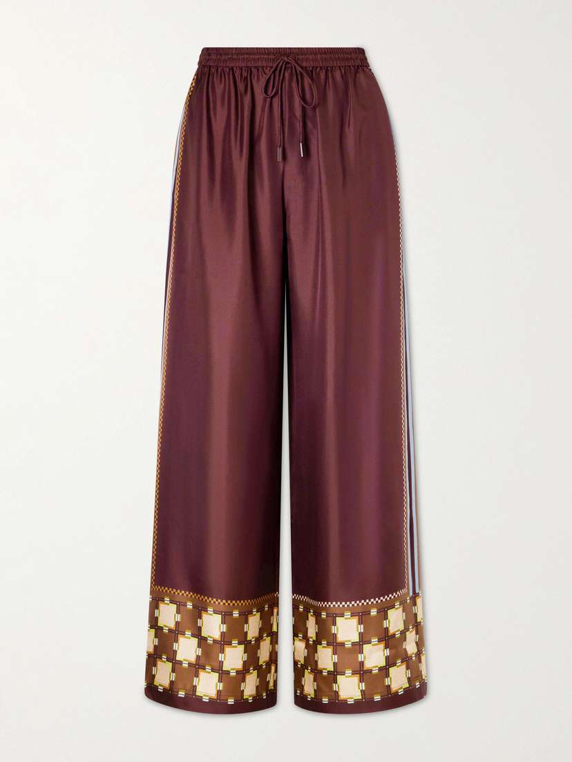 ALÉMAIS Wilson Silk-twill Wide-leg Pants