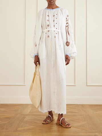 Vita Kin Babylon broderie anglaise-trimmed linen maxi dress