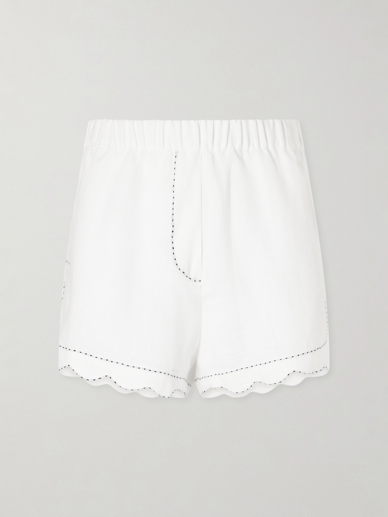 Vita Kin Gatsby Scalloped Broderie Anglaise-trimmed Linen Shorts In White