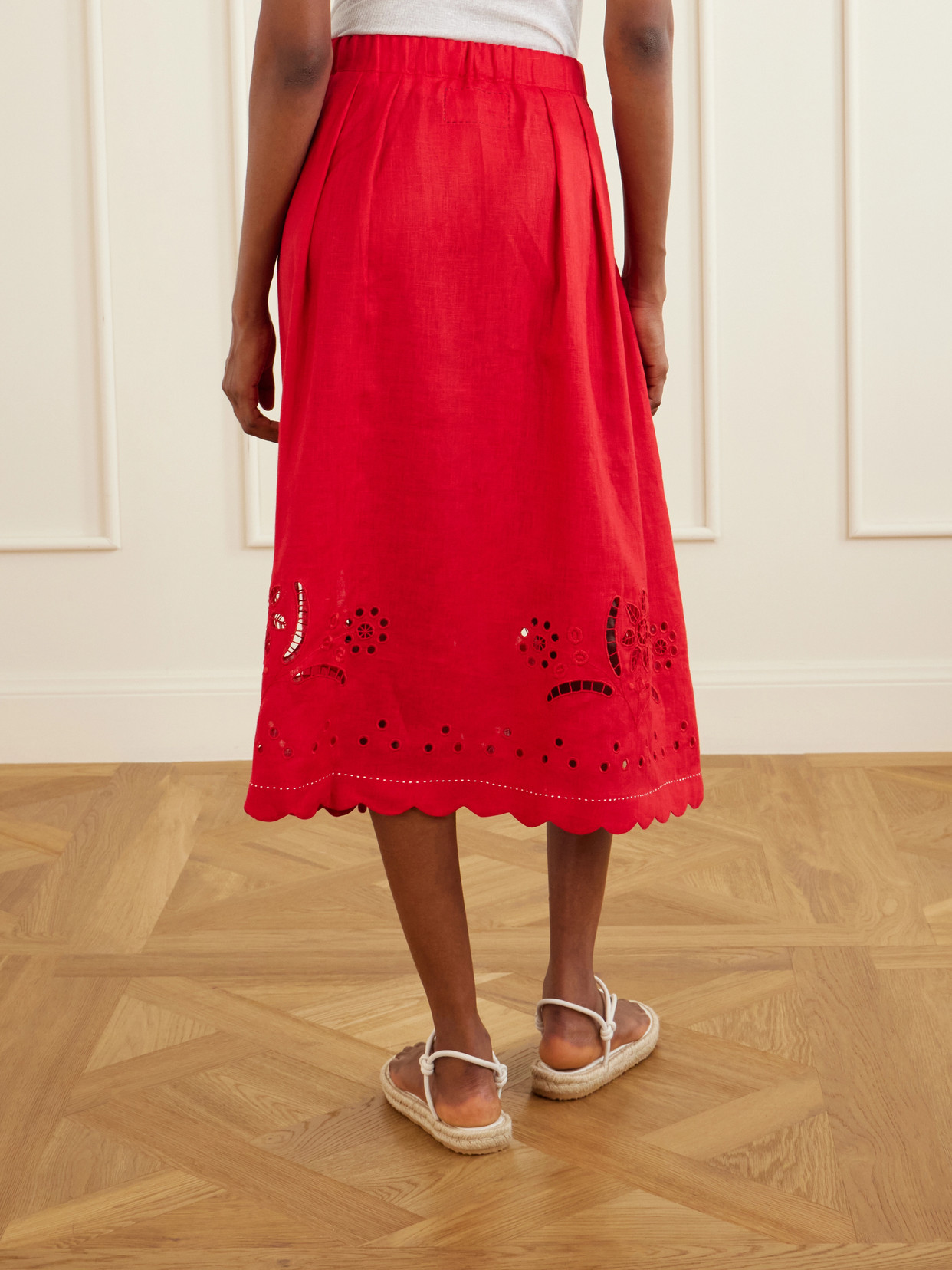 Broderie Anglaise-Trimmed Midi