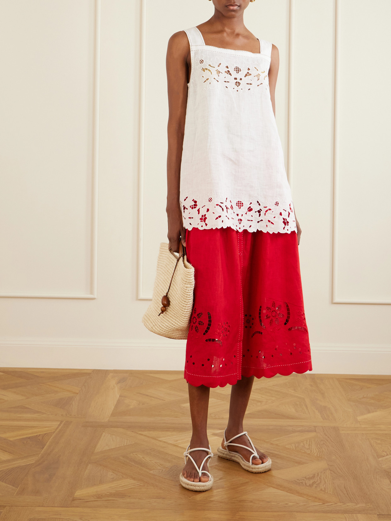 Broderie Anglaise-Trimmed Midi