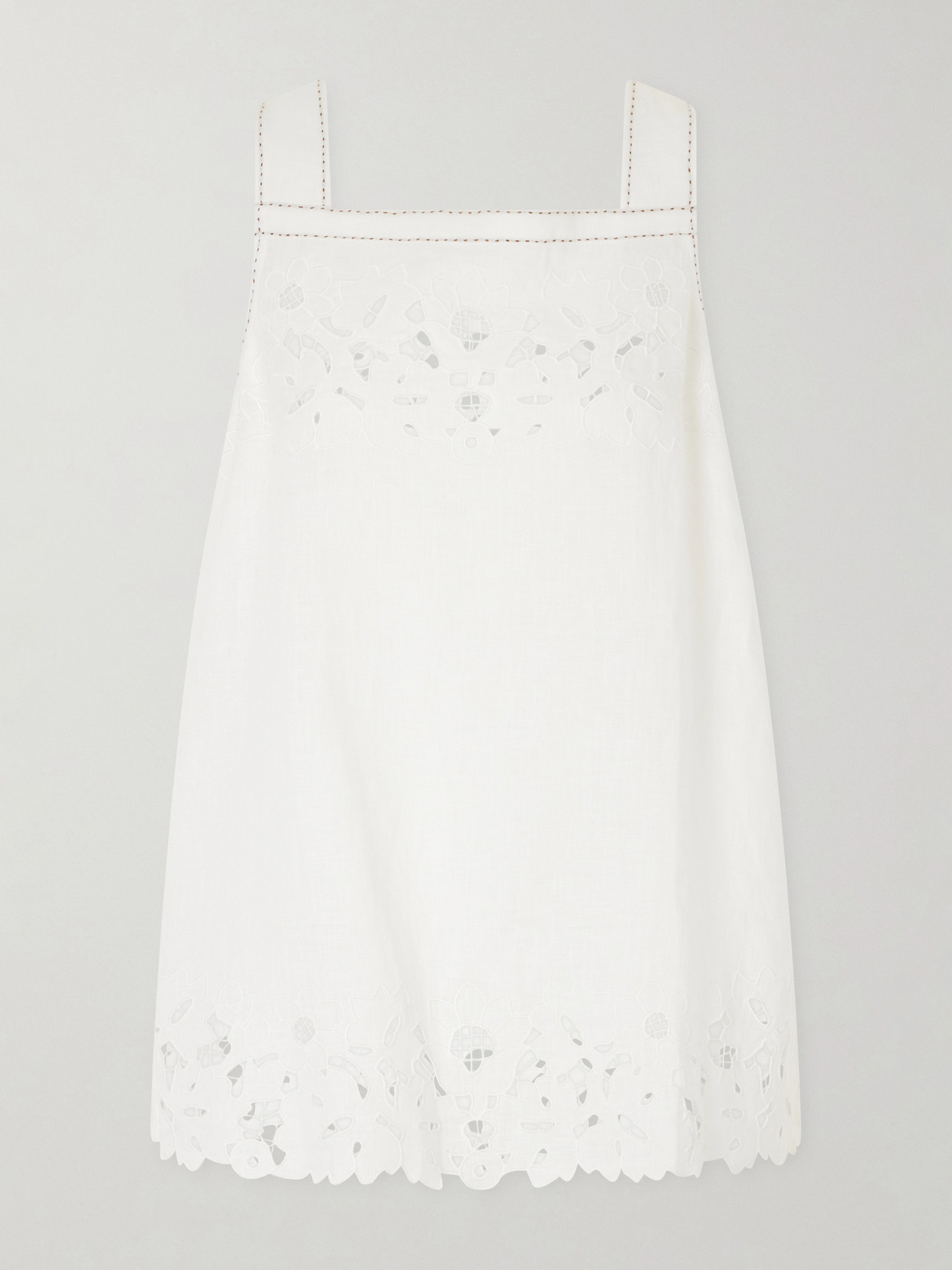 Vita Kin Galatea Broderie Anglaise-trimmed Linen Mini Dress In White
