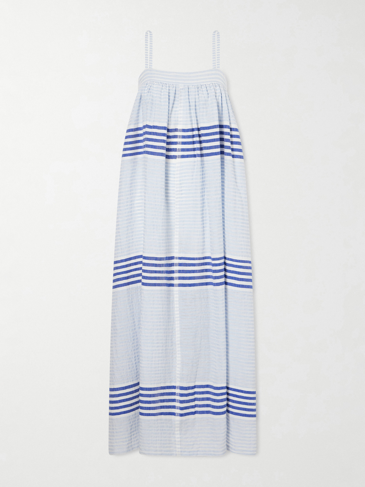 Lemlem Eda Striped Cotton-gauze Midi Dress In Blue