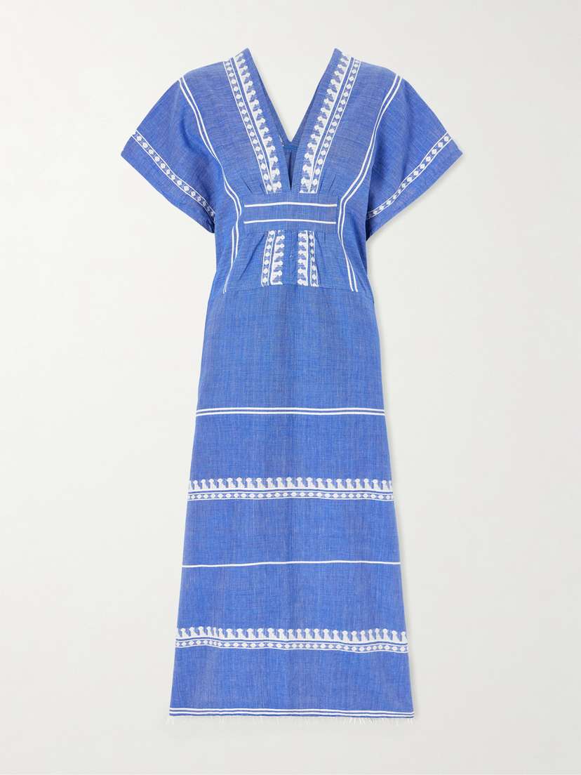 Lemlem Gasira Embroidered Cotton Midi Dress