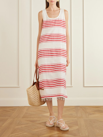  Lilian striped cotton-blend gauze midi dress