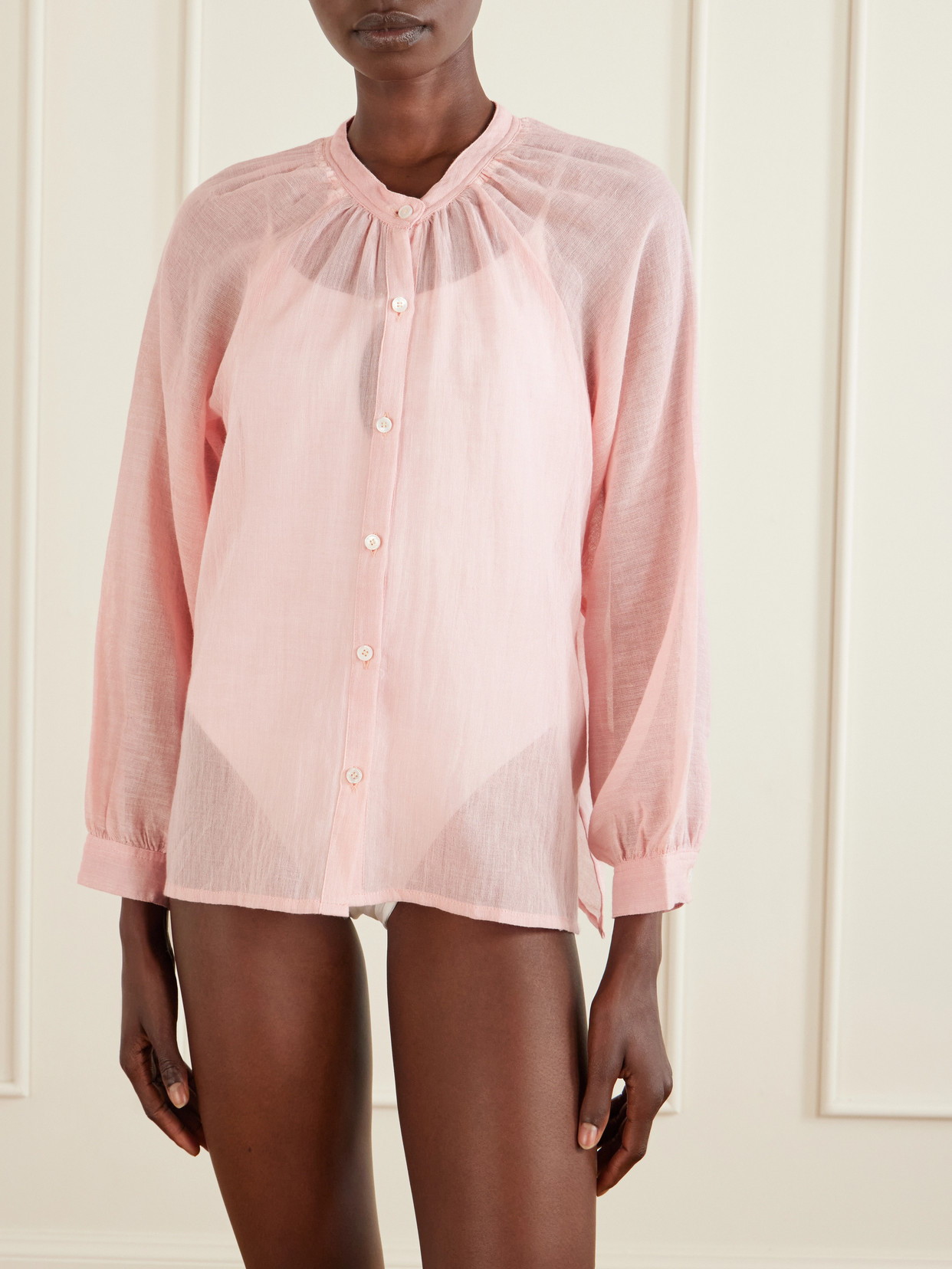 Lemlem Solid Cotton Shirt In Pink