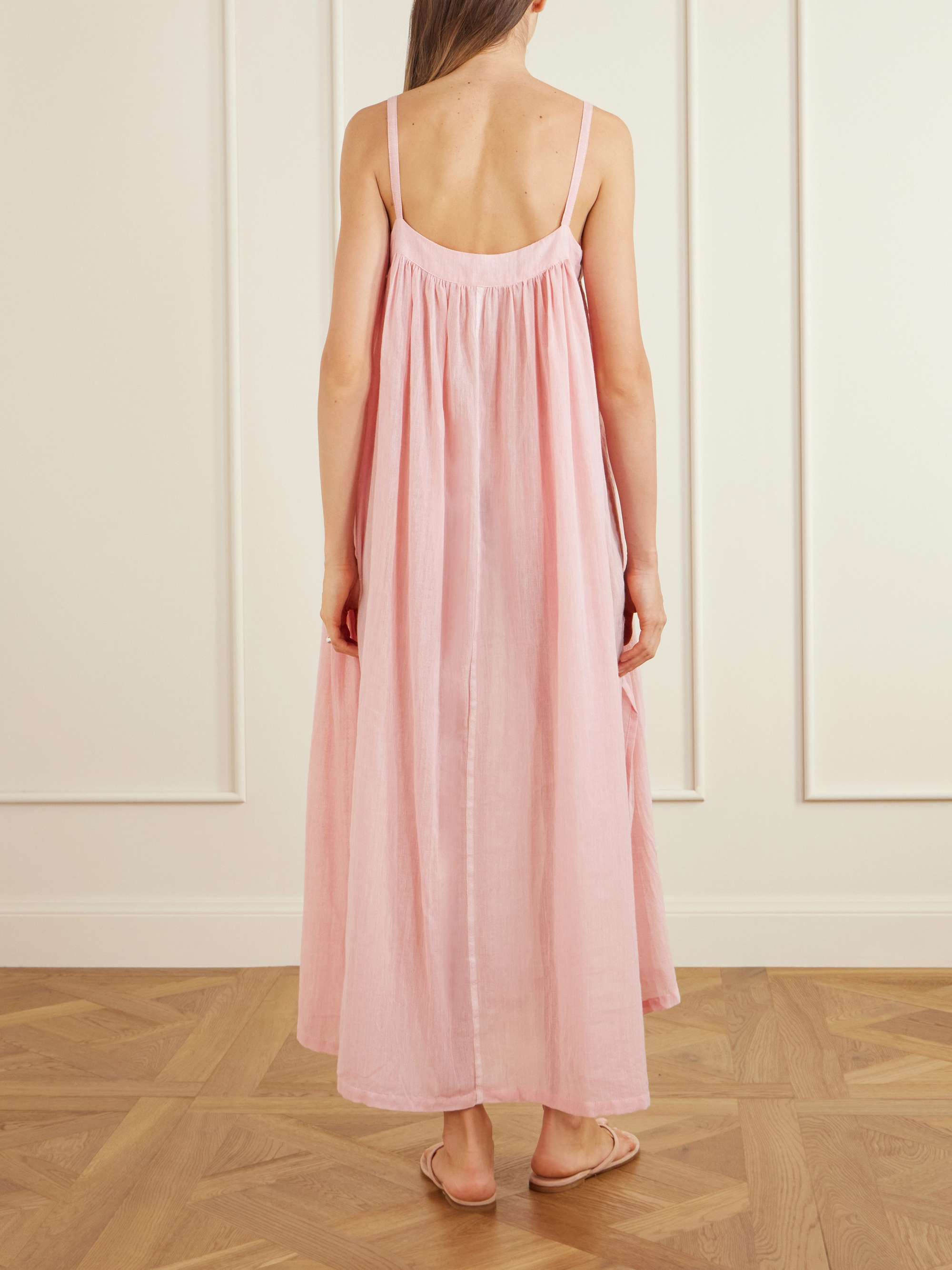 Lemlem Eda cotton-gauze maxi dress - side view in Pink