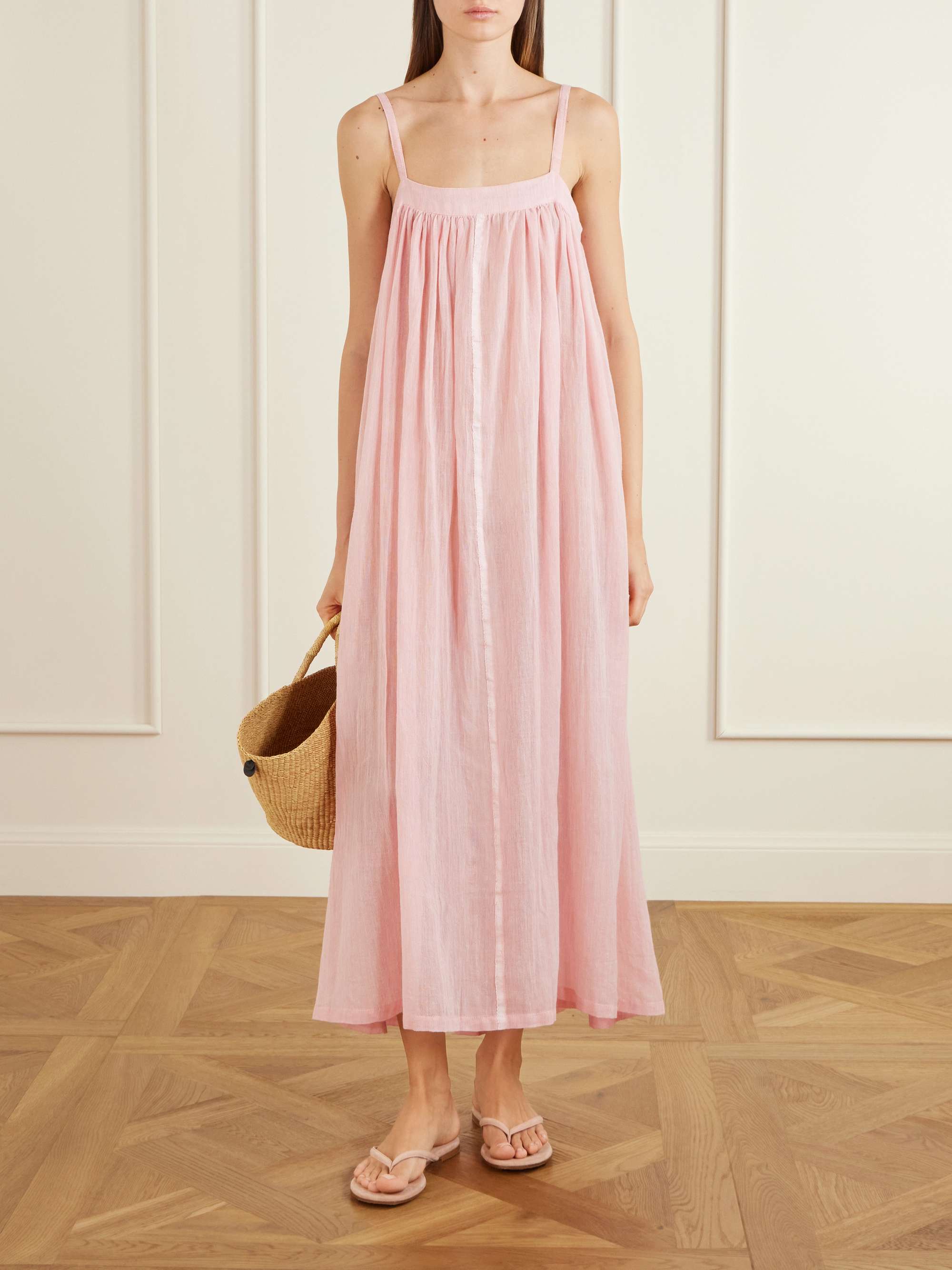 Lemlem Eda cotton-gauze maxi dress - back view in Pink